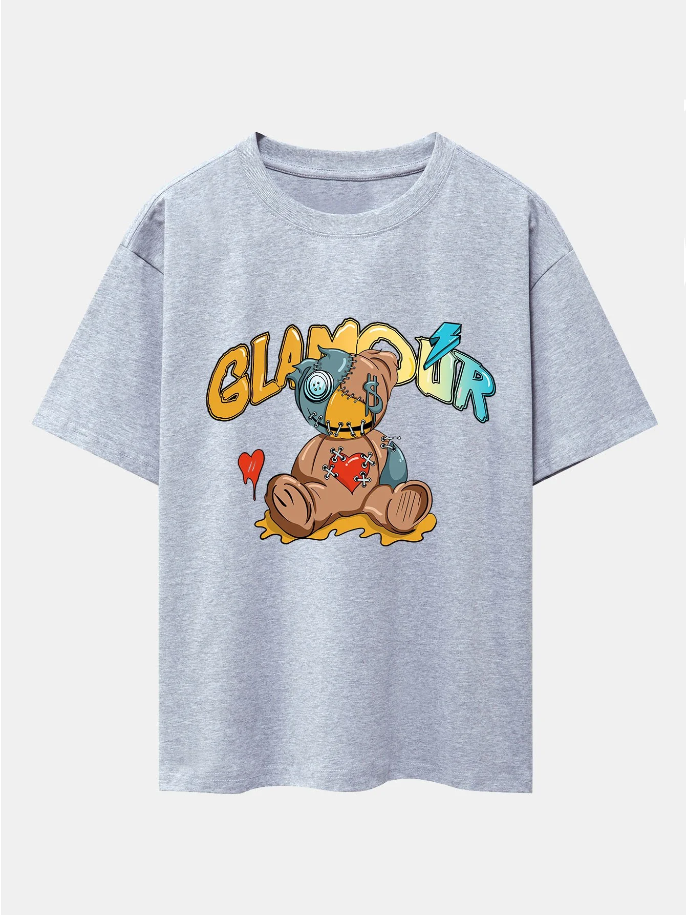 Gepatchter Bärenprint Drop Shoulder Oversize T-Shirt - Image 11