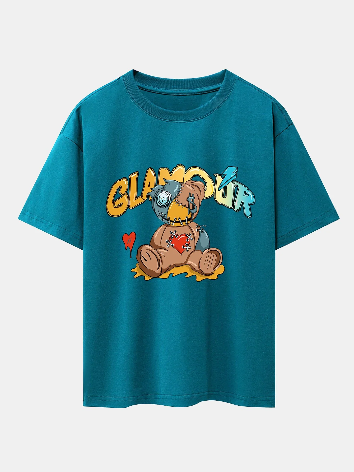Gepatchter Bärenprint Drop Shoulder Oversize T-Shirt - Image 5