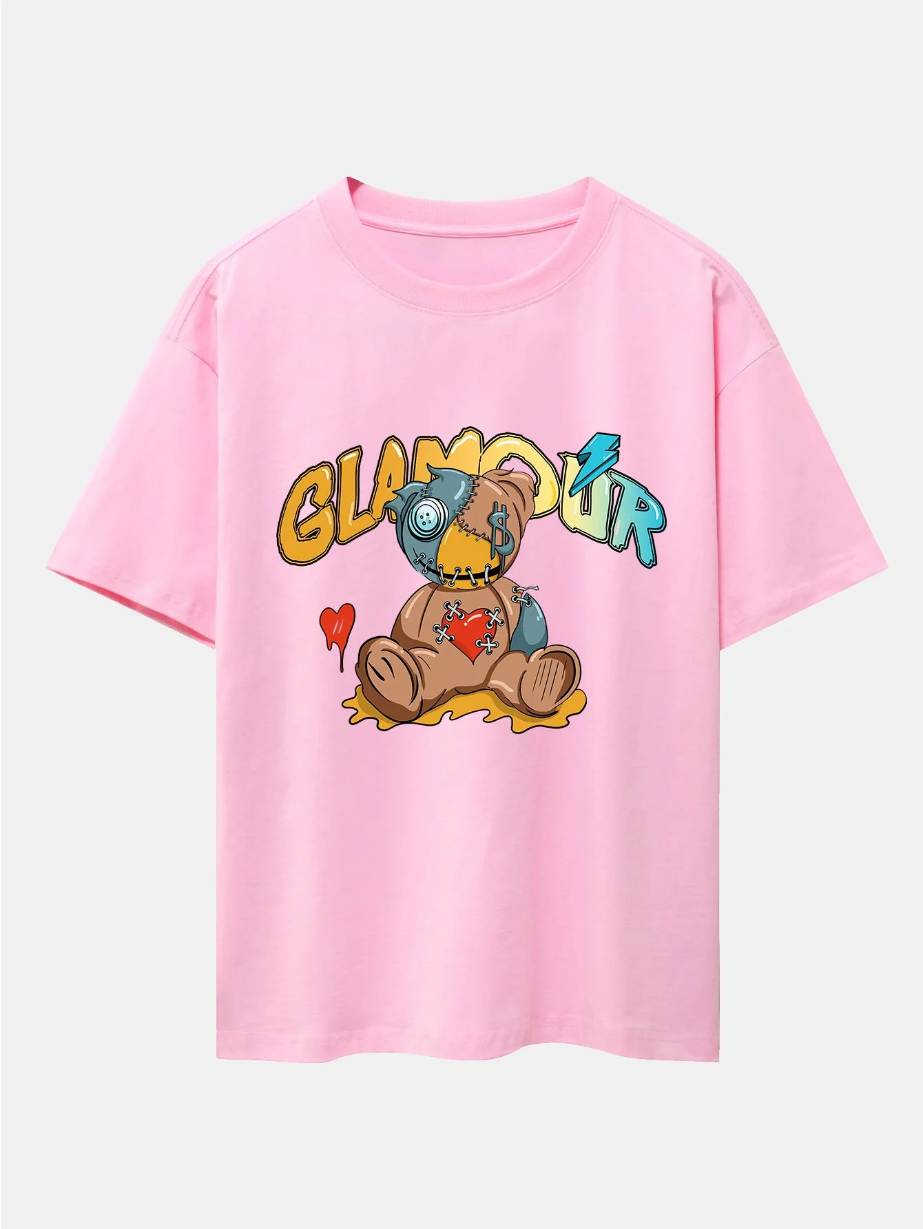 Gepatchter Bärenprint Drop Shoulder Oversize T-Shirt - Image 6