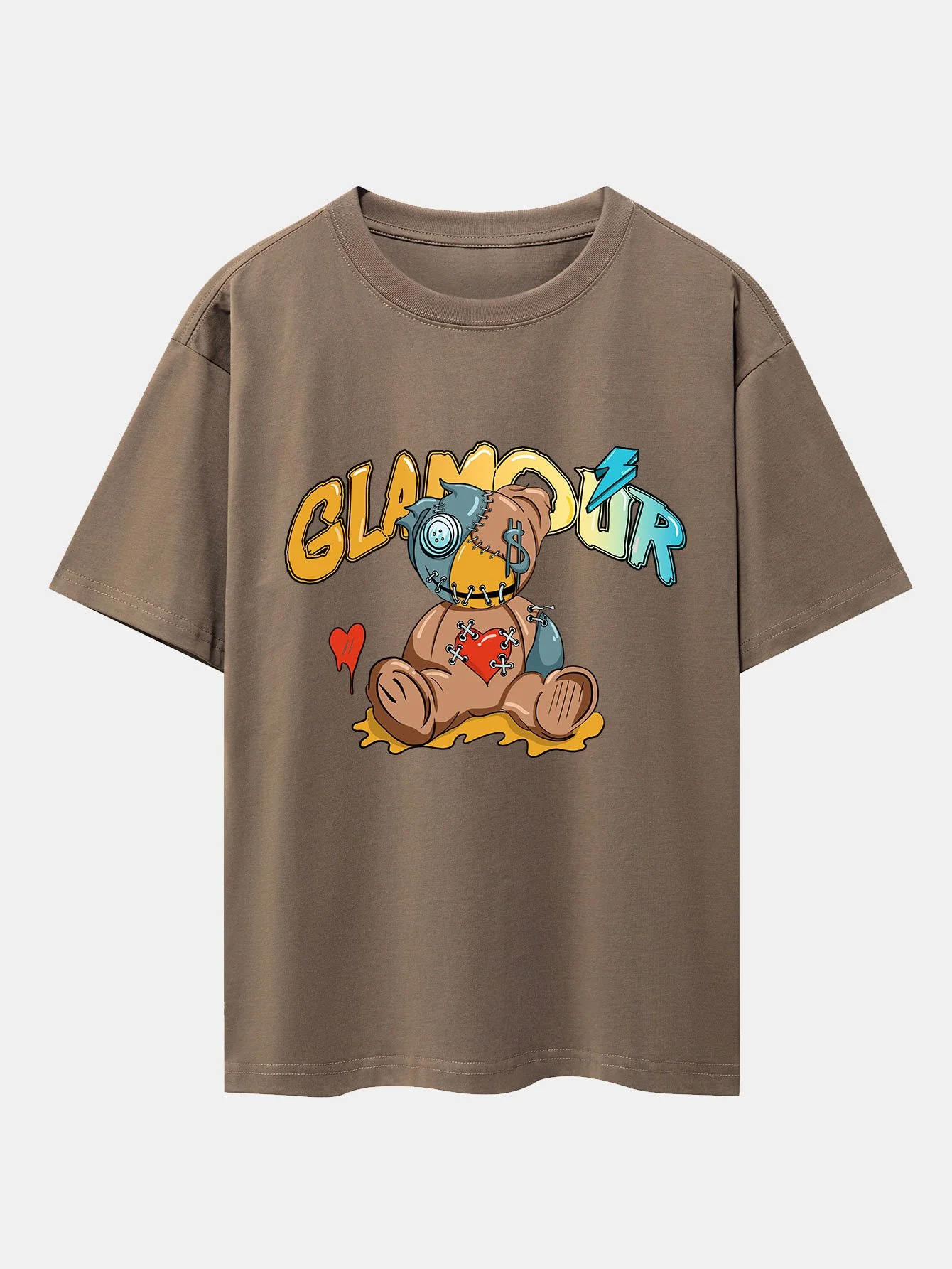Gepatchter Bärenprint Drop Shoulder Oversize T-Shirt - Image 7