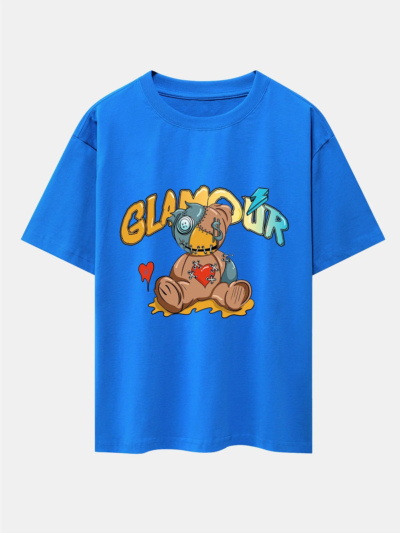 Gepatchter Bärenprint Drop Shoulder Oversize T-Shirt - Image 8