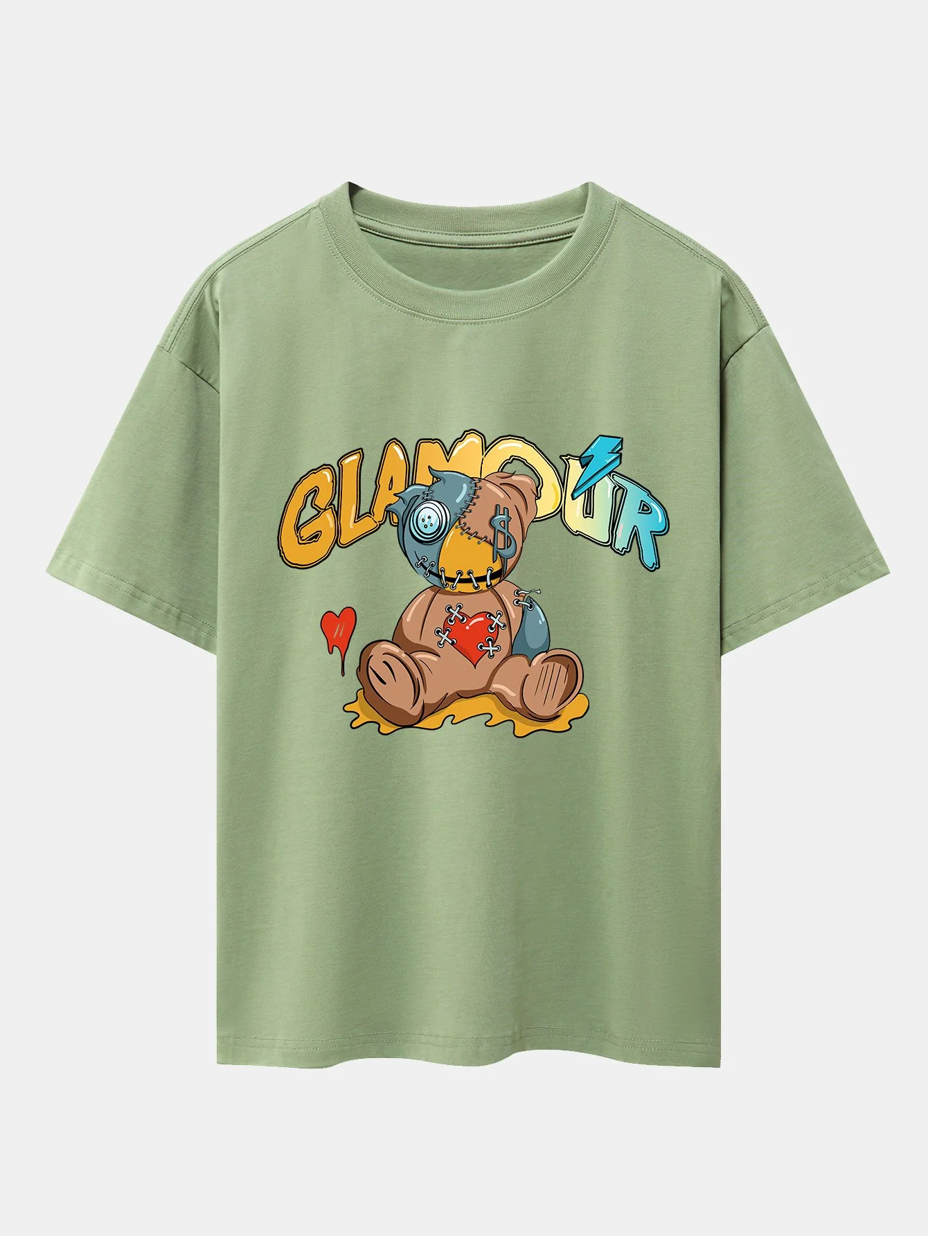 Gepatchter Bärenprint Drop Shoulder Oversize T-Shirt - Image 9