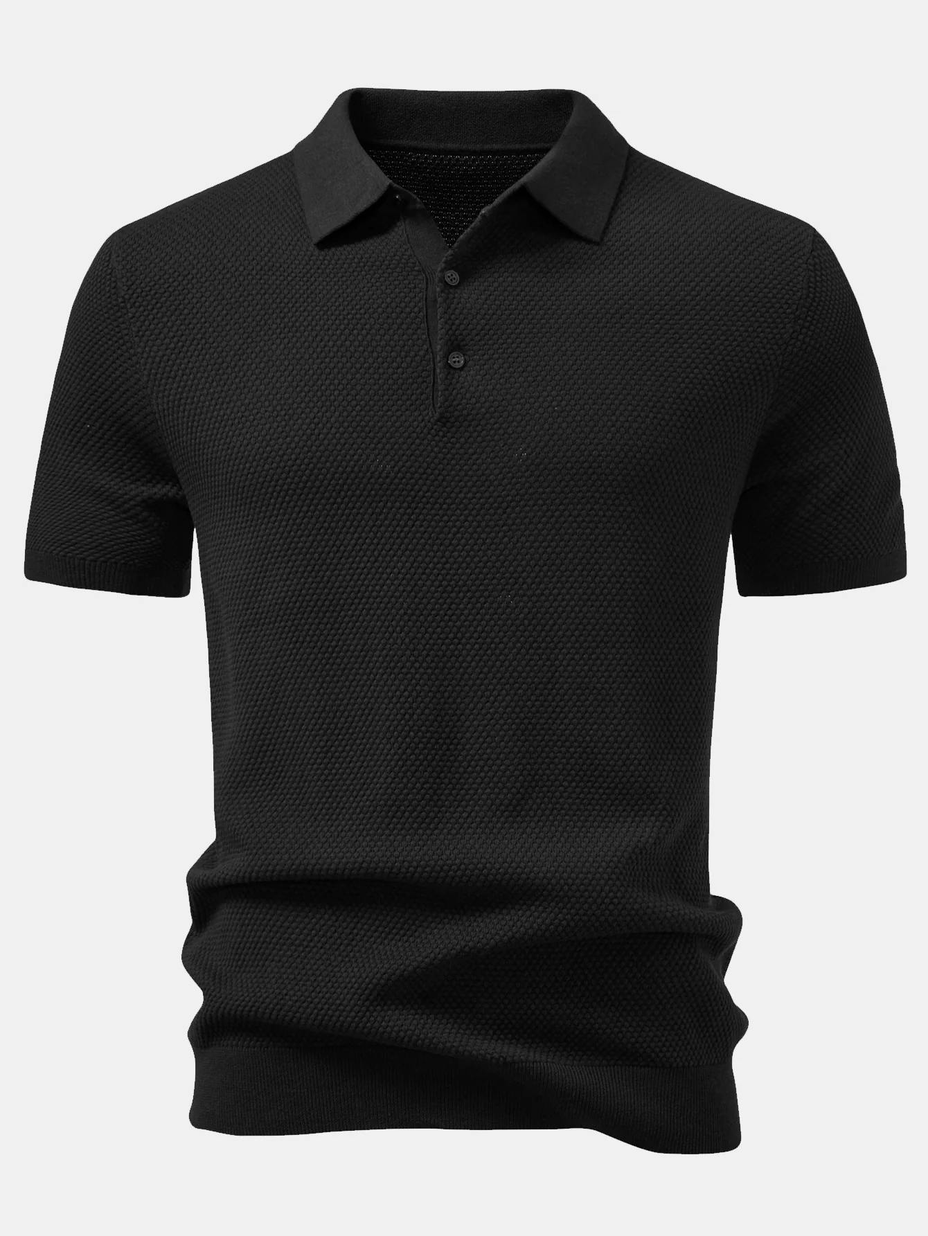 Ananasstruktur Strick Poloshirts Shirt - Image 5