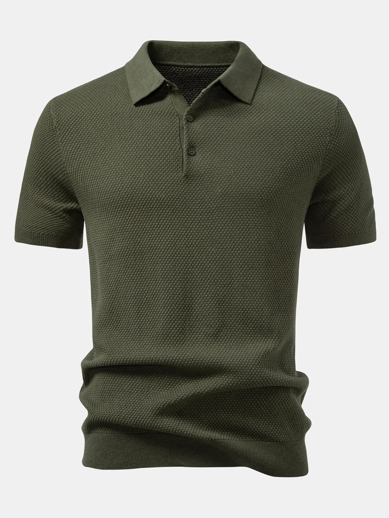 Ananasstruktur Strick Poloshirts Shirt - Image 7