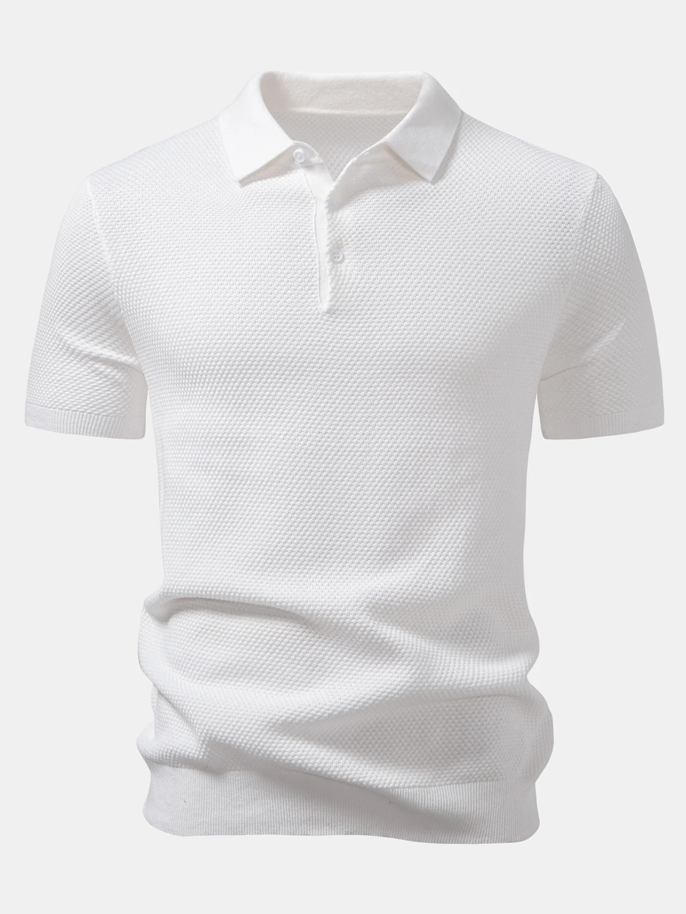 Ananasstruktur Strick Poloshirts Shirt - Image 9