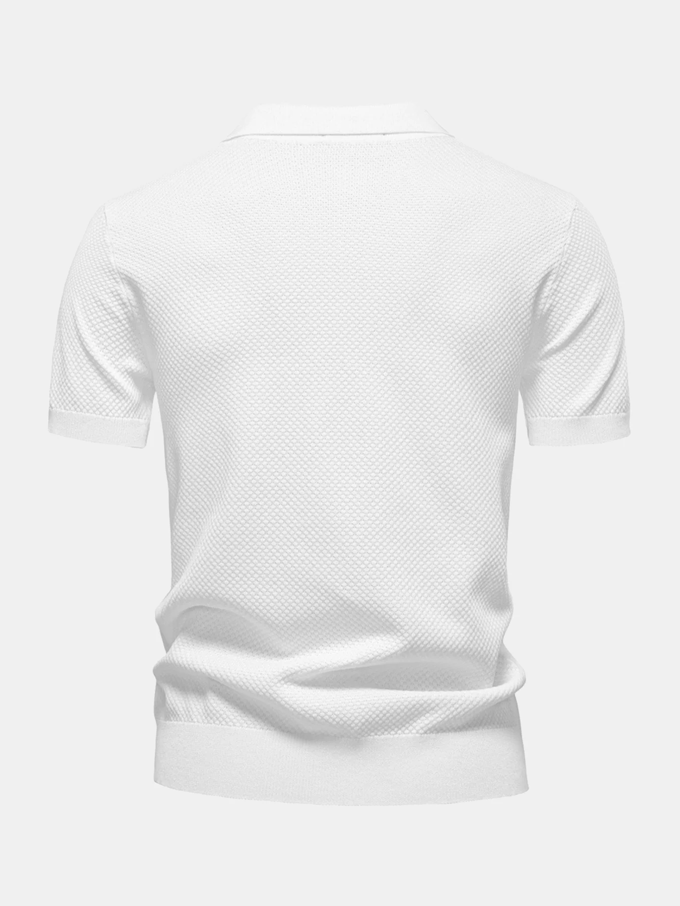 Ananasstruktur Strick V-Ausschnitt Poloshirts Shirt - Image 12