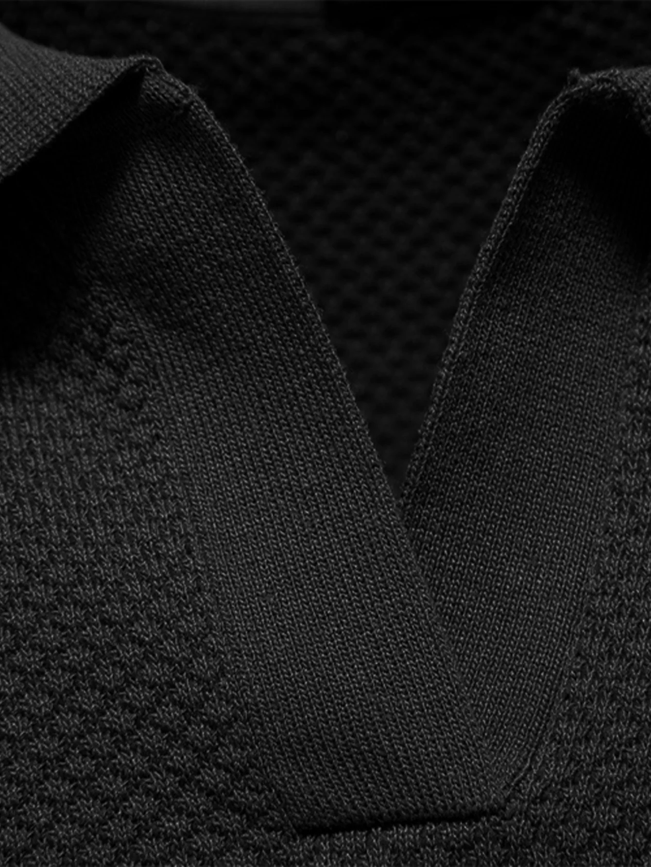 Ananasstruktur Strick V-Ausschnitt Poloshirts Shirt - Image 13