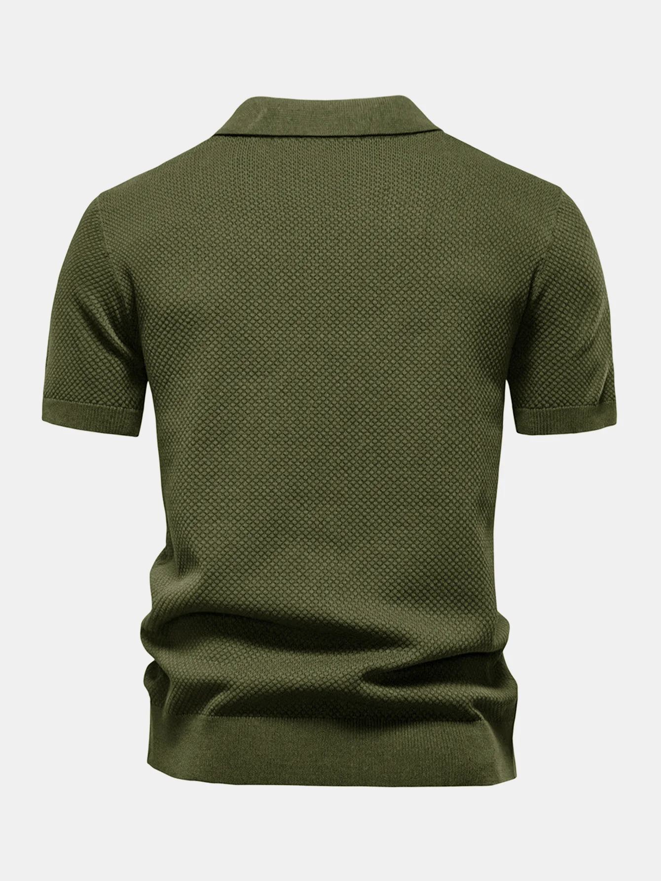Ananasstruktur Strick V-Ausschnitt Poloshirts Shirt - Image 2