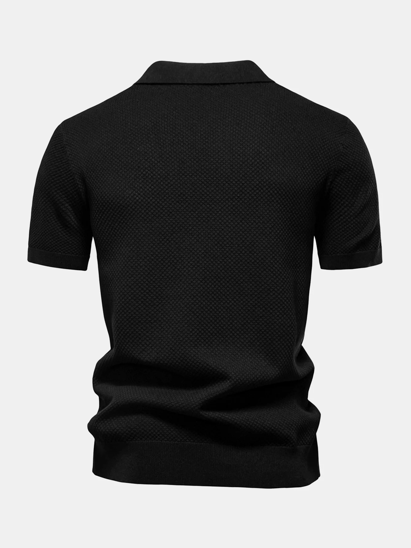 Ananasstruktur Strick V-Ausschnitt Poloshirts Shirt - Image 4