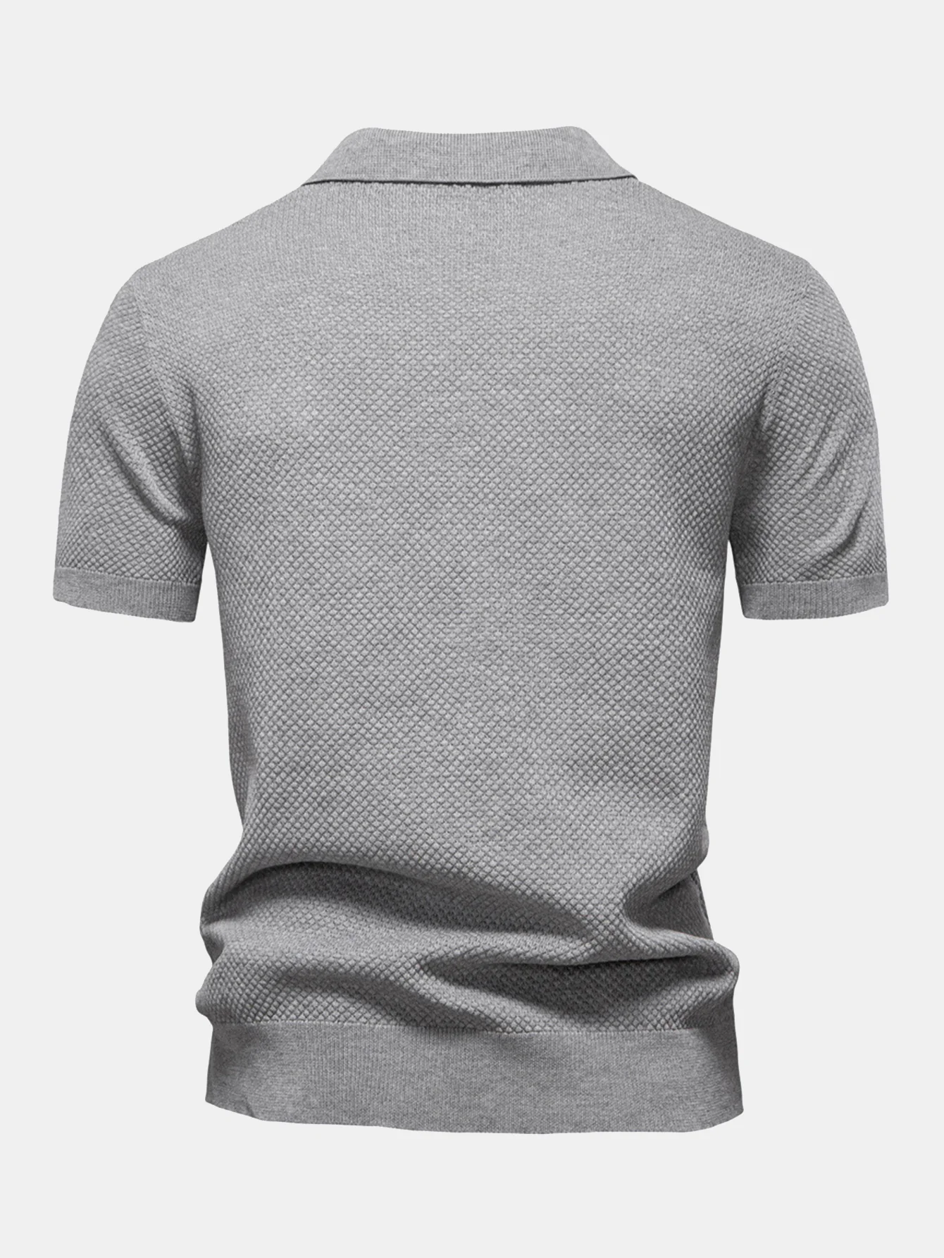 Ananasstruktur Strick V-Ausschnitt Poloshirts Shirt - Image 6