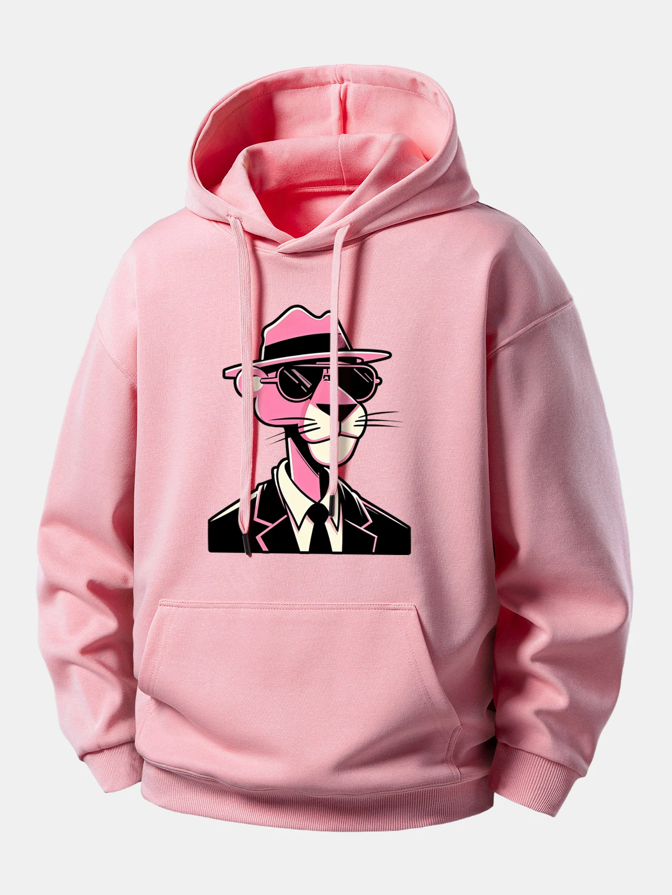 Pink Gentleman Panther Print Relax Fit Hoodie - Image 2
