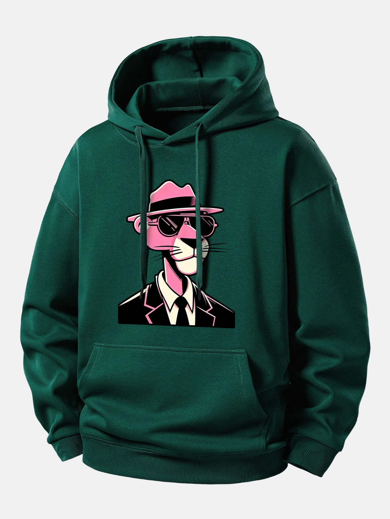 Pink Gentleman Panther Print Relax Fit Hoodie - Image 8