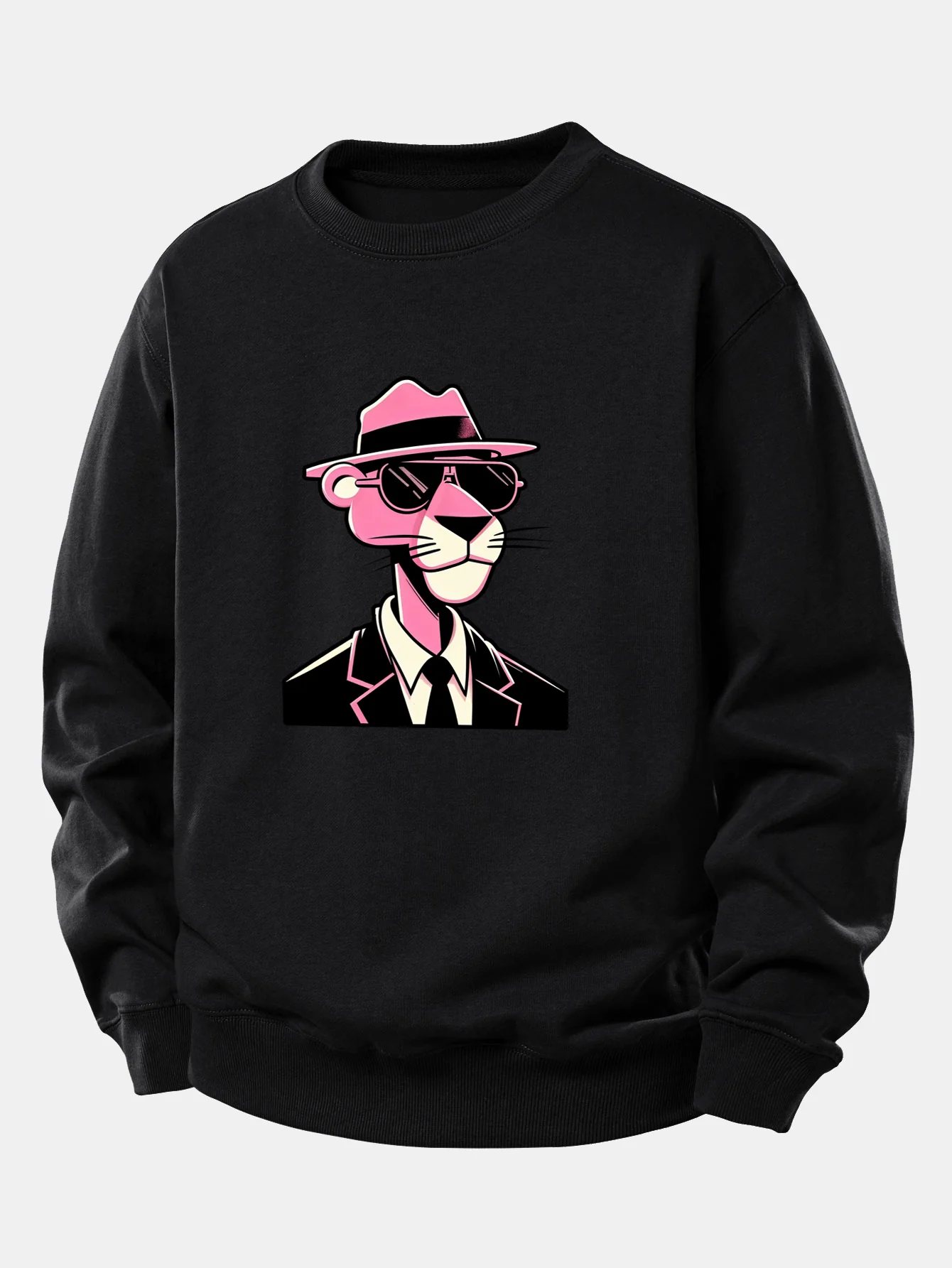 Pink Gentleman Panther Print Relax Fit Sweatshirt