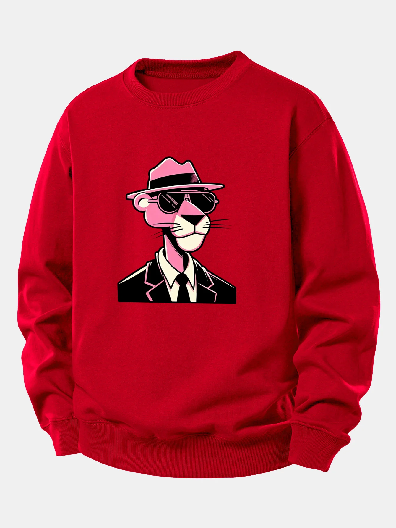 Pink Gentleman Panther Print Relax Fit Sweatshirt - Image 10