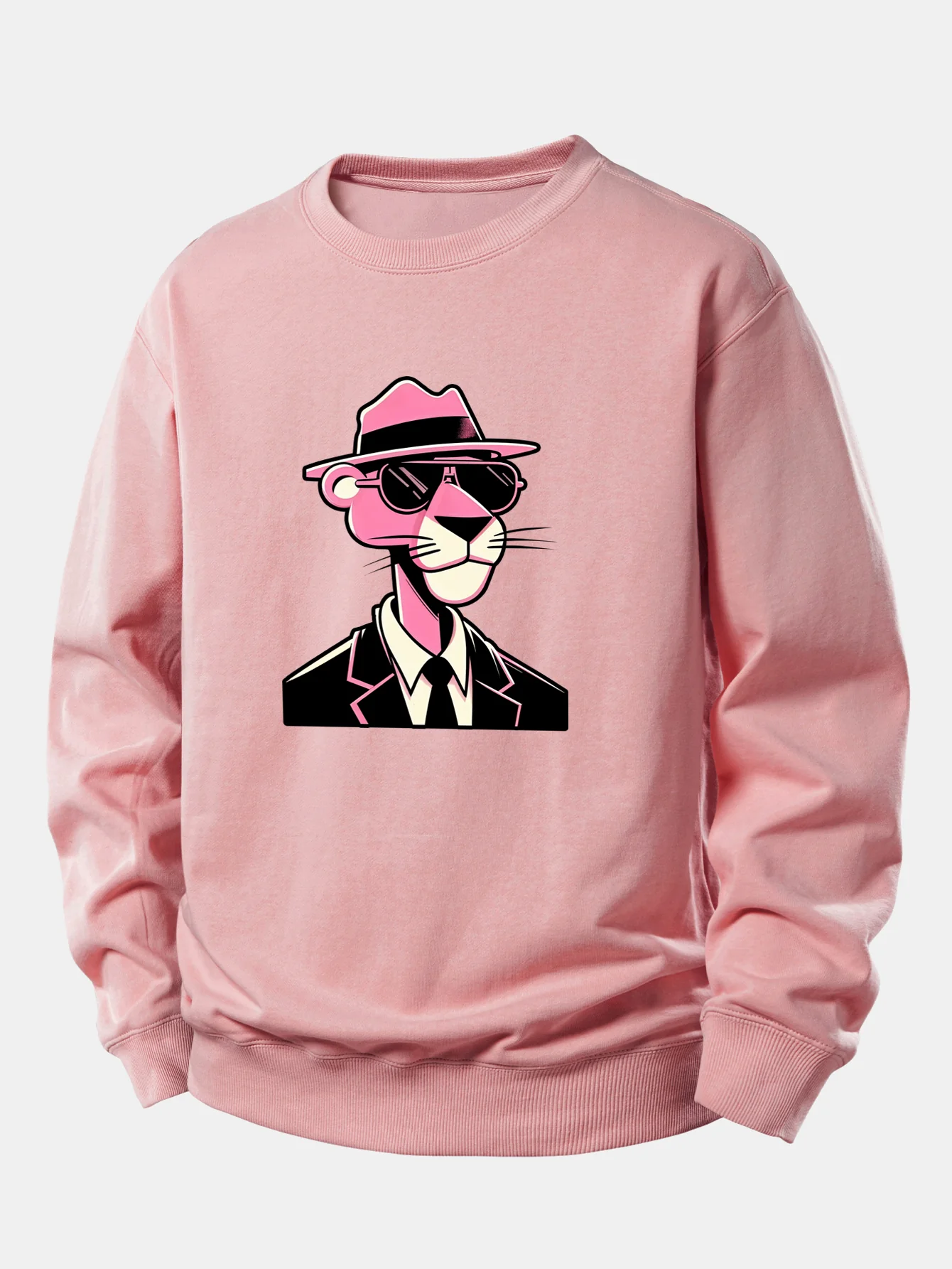 Pink Gentleman Panther Print Relax Fit Sweatshirt - Image 2