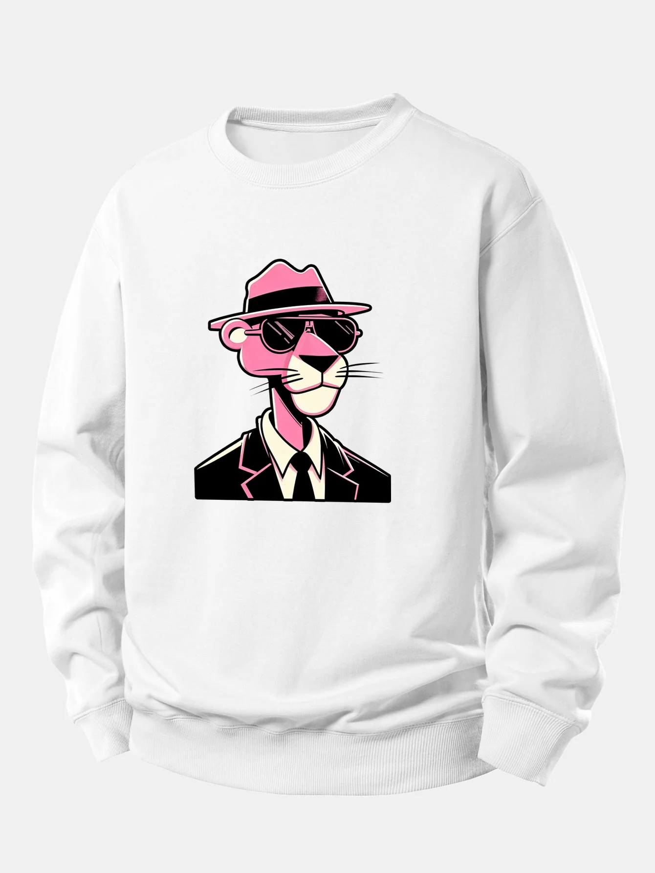 Pink Gentleman Panther Print Relax Fit Sweatshirt - Image 3