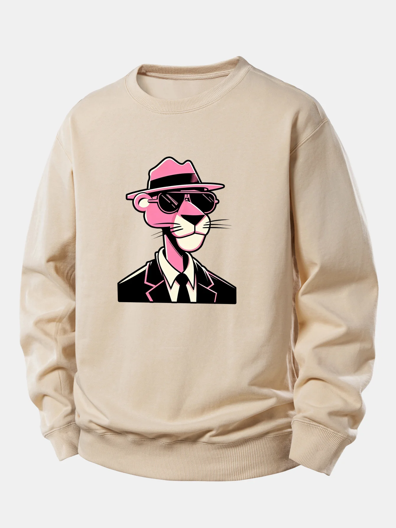 Pink Gentleman Panther Print Relax Fit Sweatshirt - Image 4