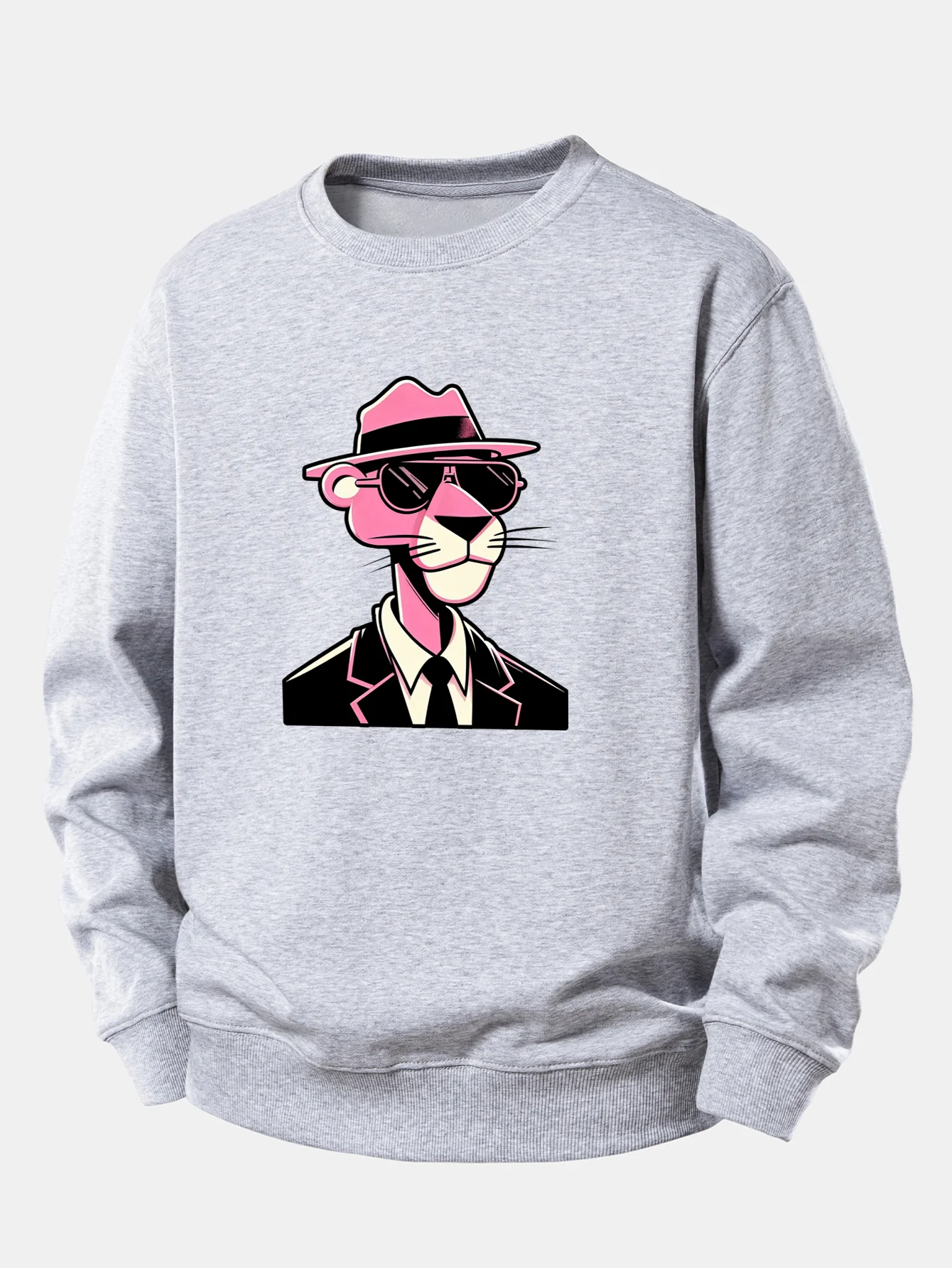 Pink Gentleman Panther Print Relax Fit Sweatshirt - Image 5