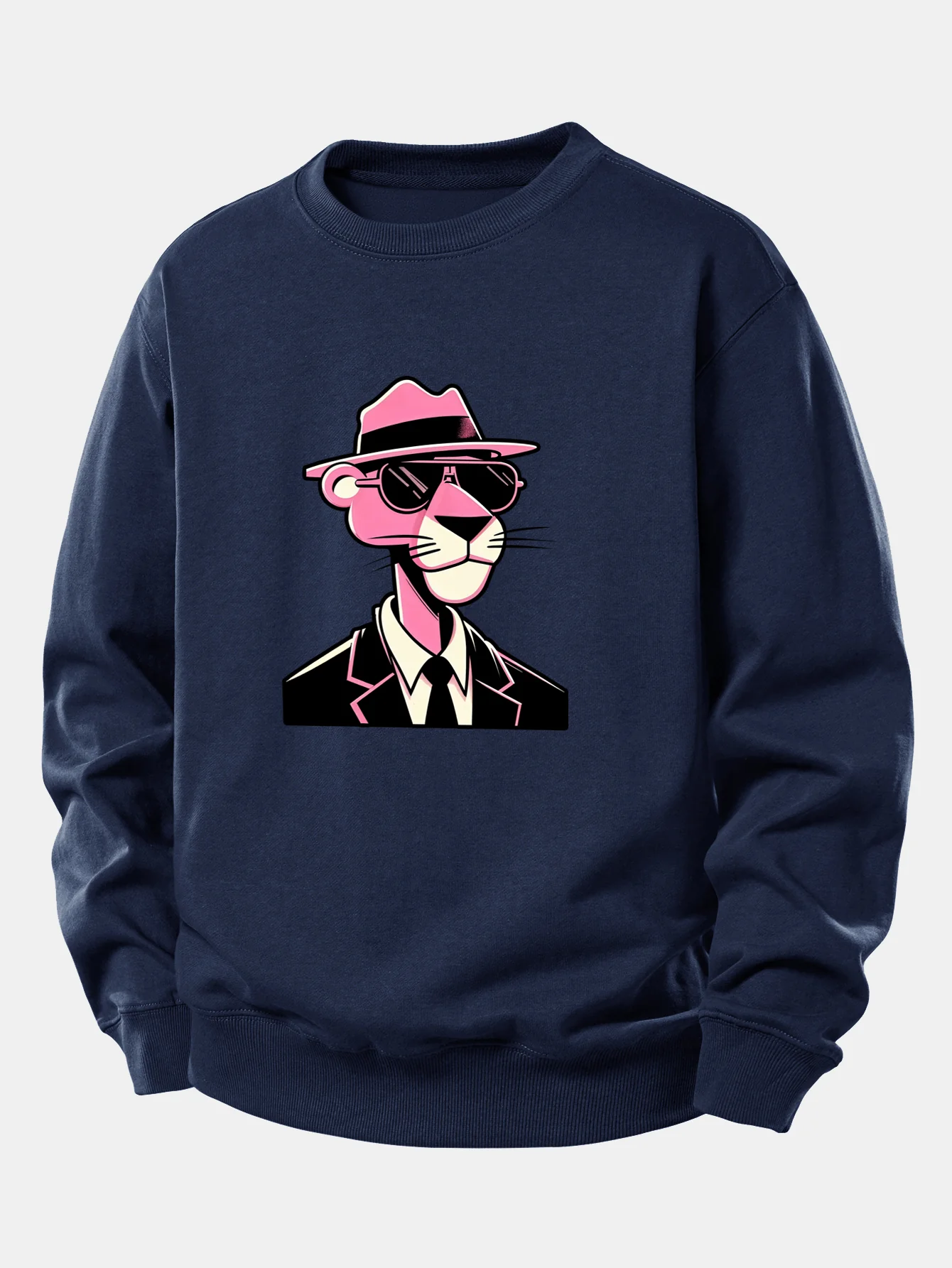 Pink Gentleman Panther Print Relax Fit Sweatshirt - Image 6