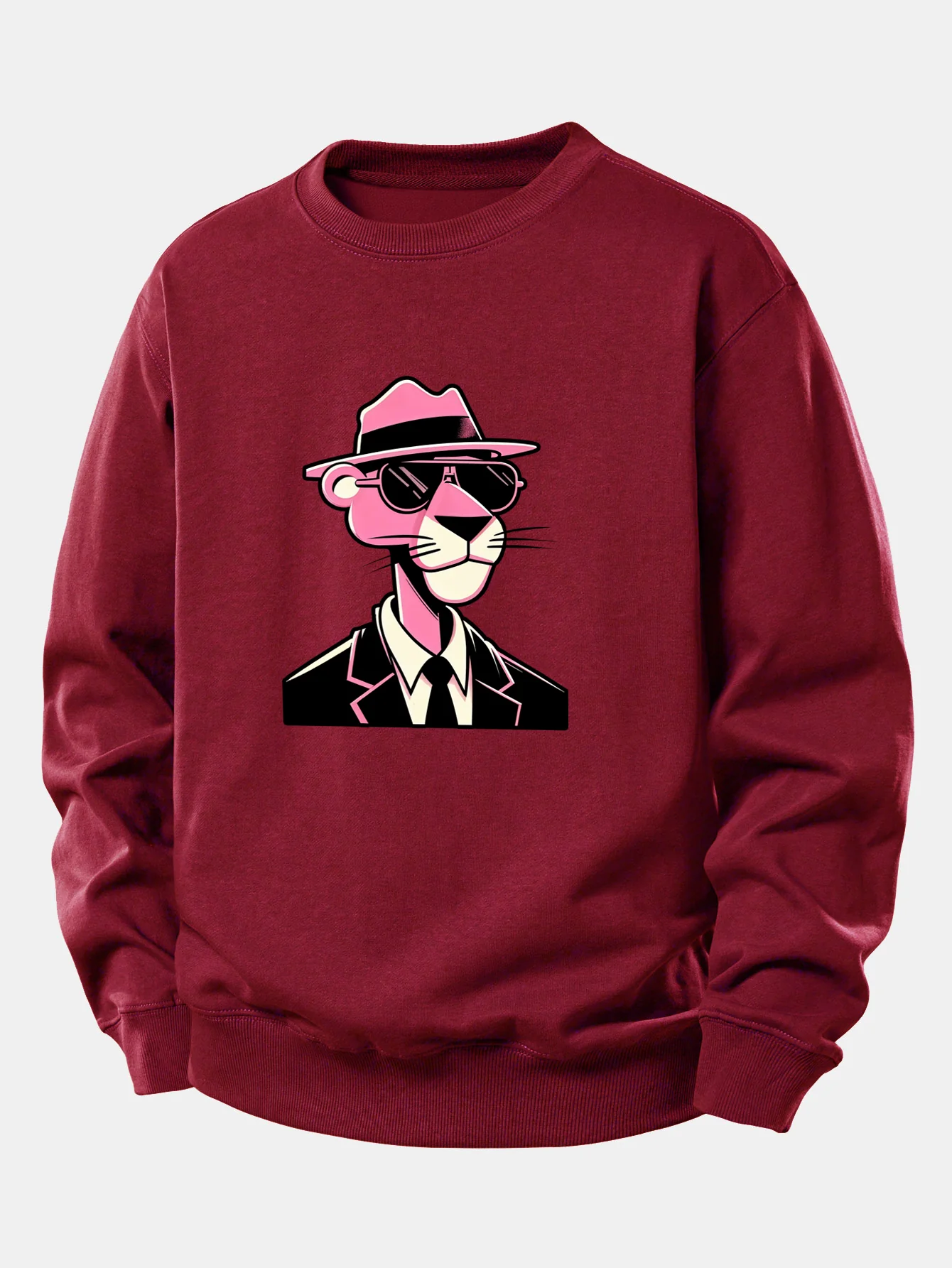 Pink Gentleman Panther Print Relax Fit Sweatshirt - Image 7