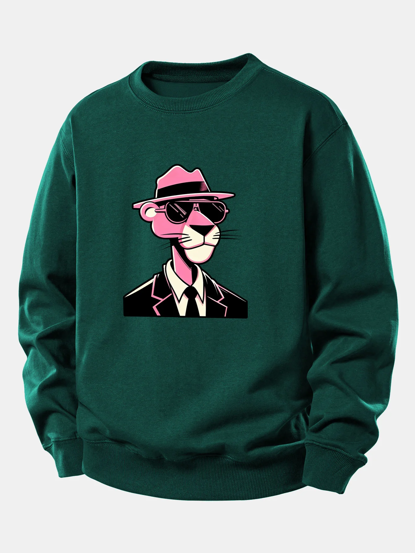 Pink Gentleman Panther Print Relax Fit Sweatshirt - Image 9