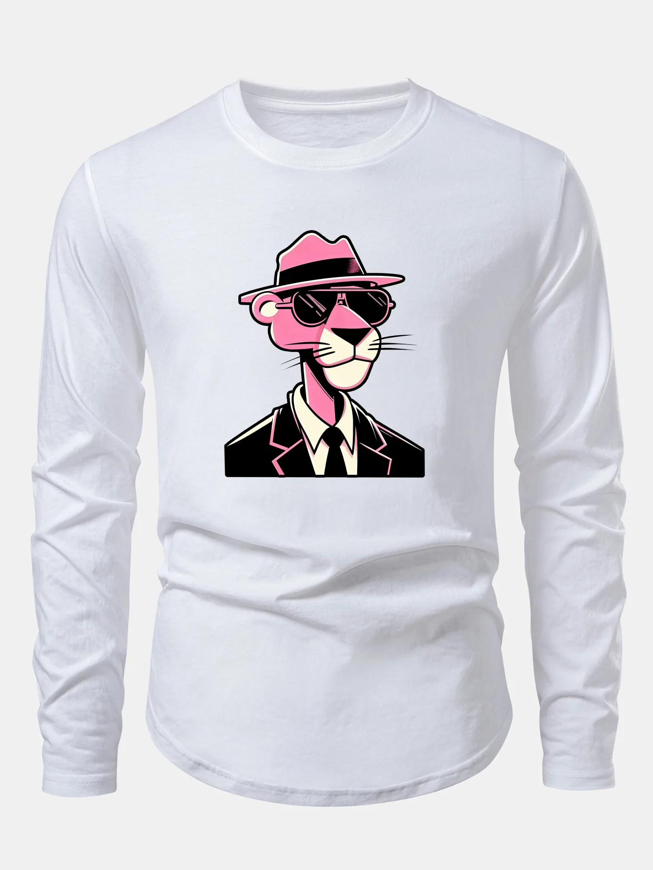 Pink Panther Gentleman Print Cotton Arc Hem T-Shirt - Image 4