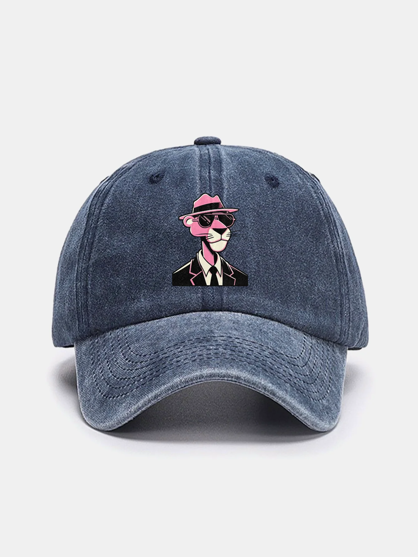 Pink Panther Gentleman Print Washed Baseball Cap - Image 3