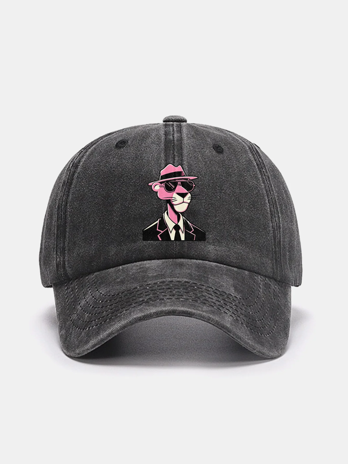 Pink Panther Gentleman Print Washed Baseball Cap - Image 5