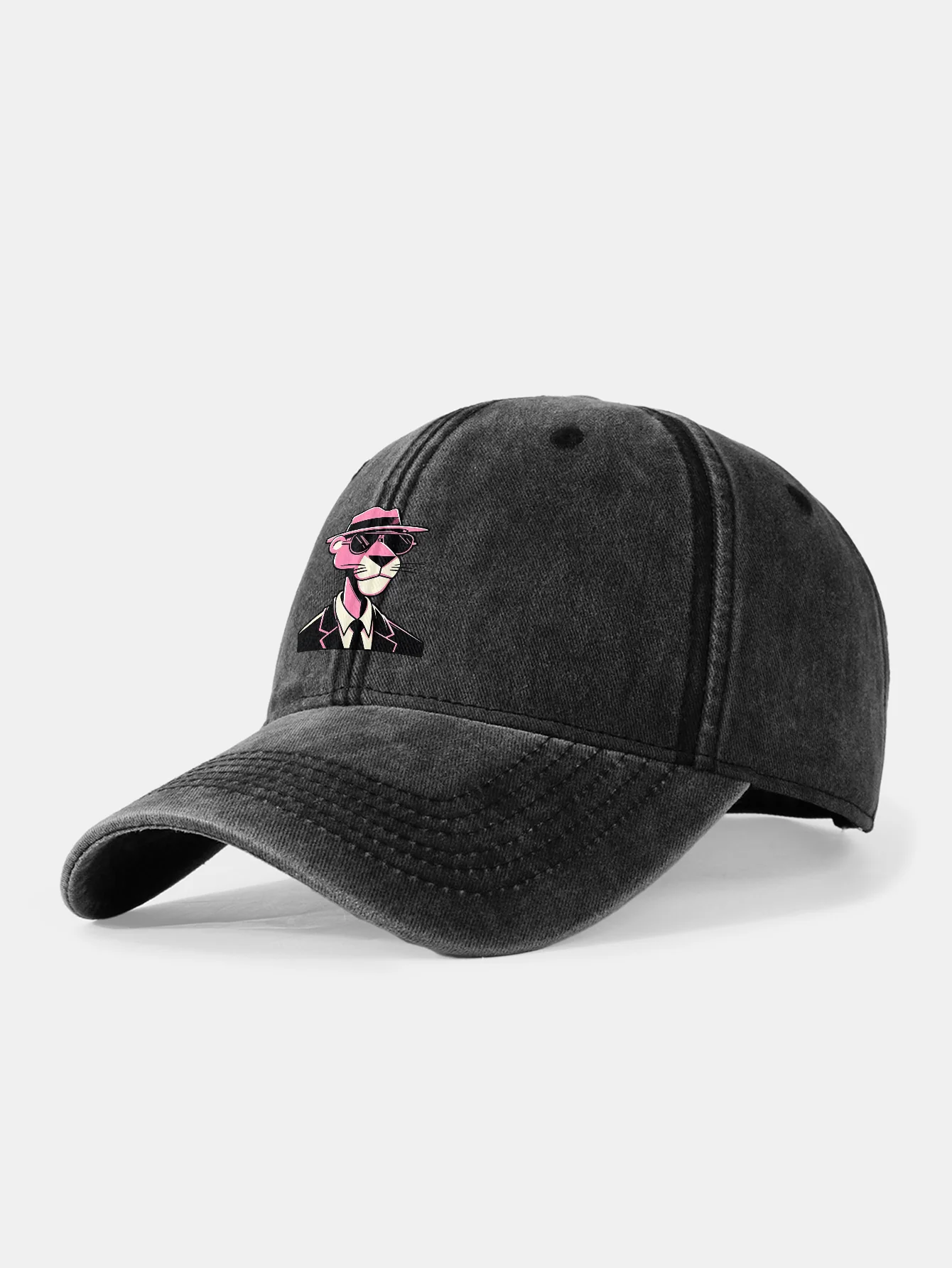 Pink Panther Gentleman Print Washed Baseball Cap - Image 6