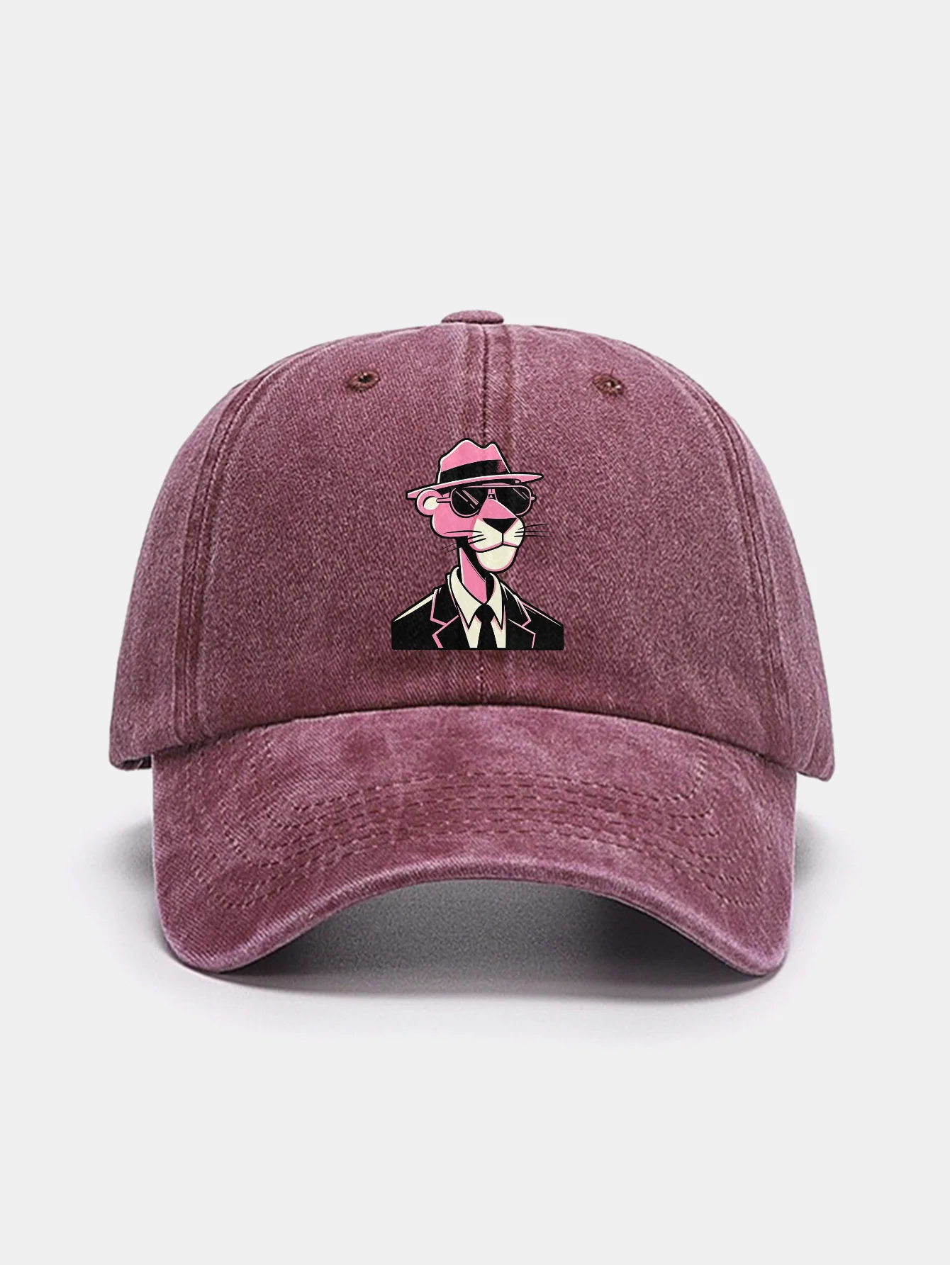 Pink Panther Gentleman Print Washed Baseball Cap - Image 7