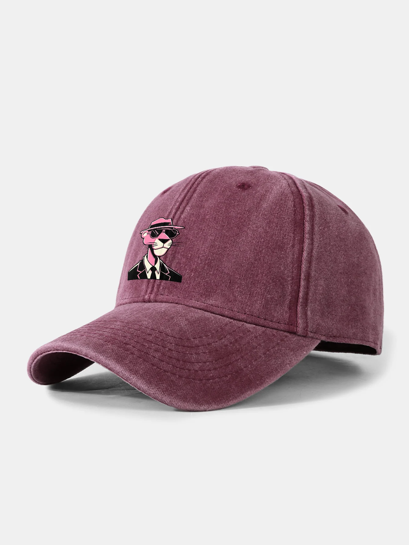 Pink Panther Gentleman Print Washed Baseball Cap - Image 8