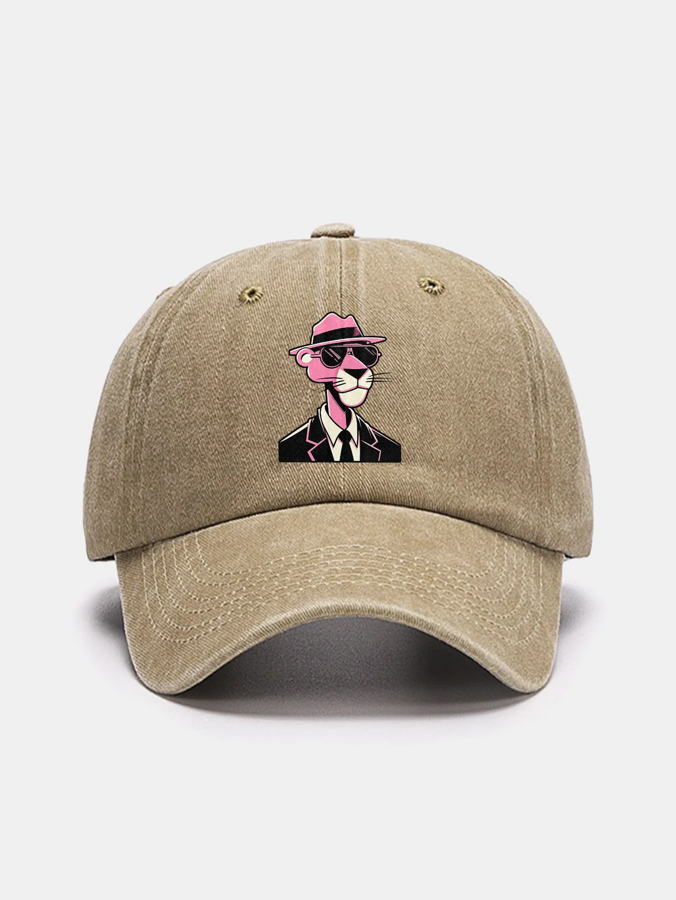 Pink Panther Gentleman Print Washed Baseball Cap - Image 9