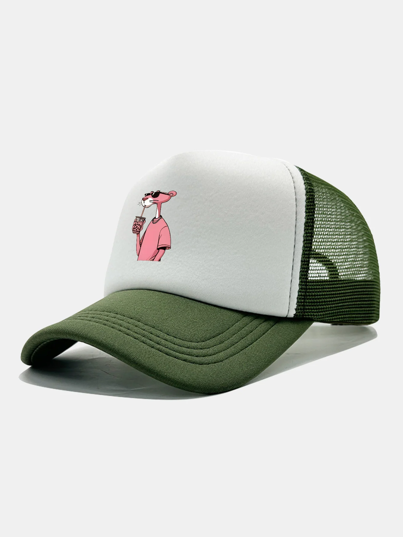 Pink Panther Print Contrast Mesh Baseball Cap - Image 12