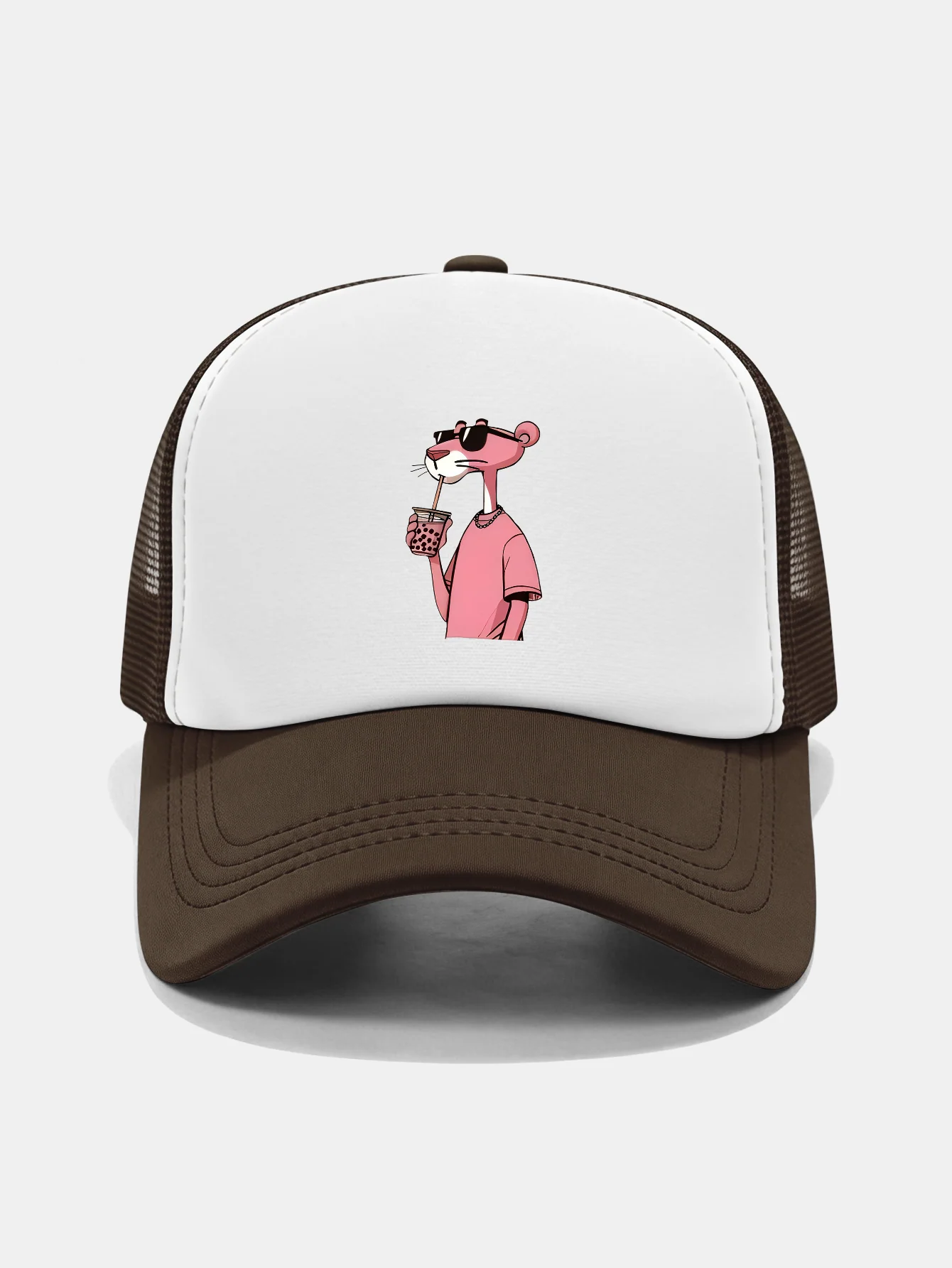 Pink Panther Print Contrast Mesh Baseball Cap - Image 13