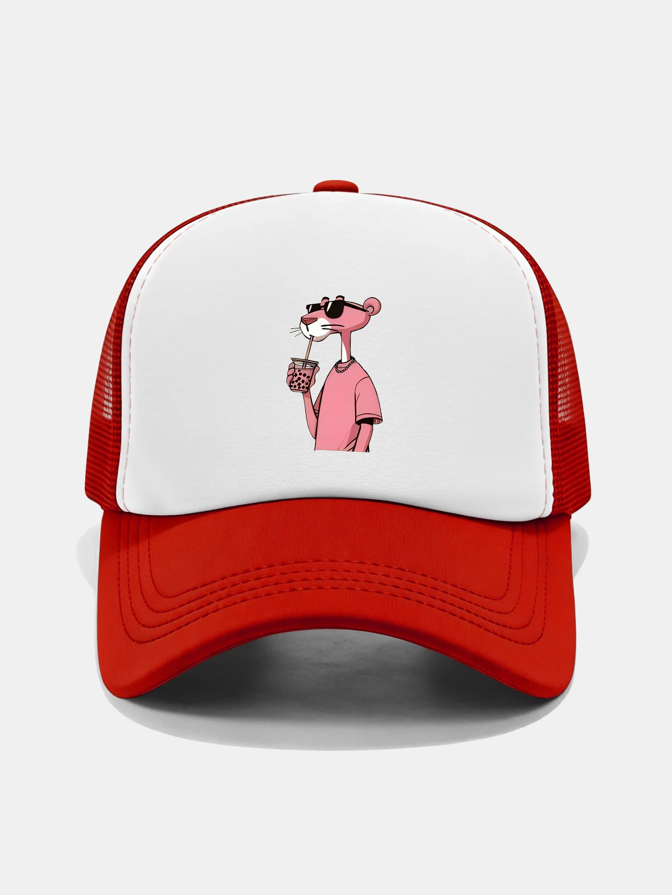 Pink Panther Print Contrast Mesh Baseball Cap - Image 3
