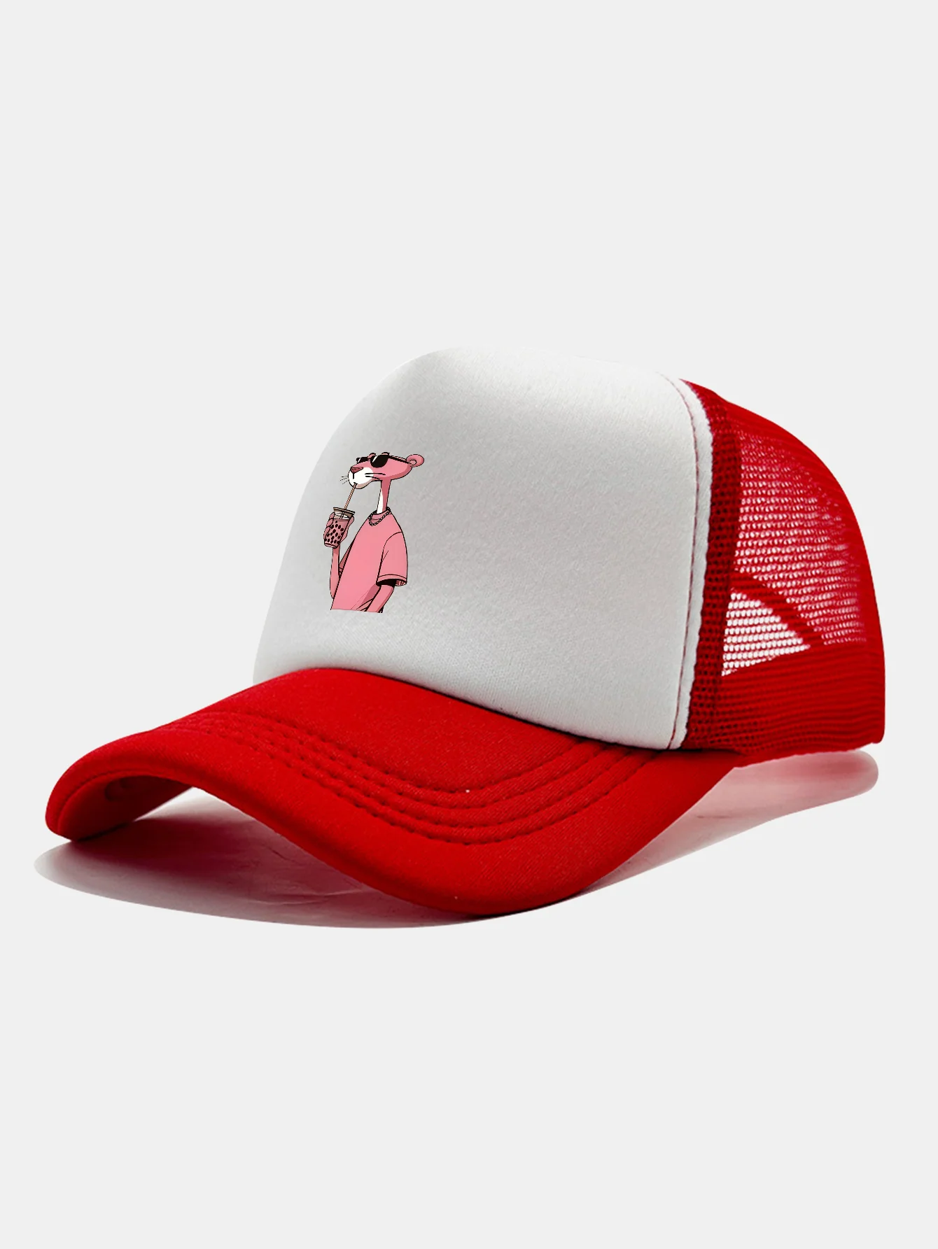 Pink Panther Print Contrast Mesh Baseball Cap - Image 4