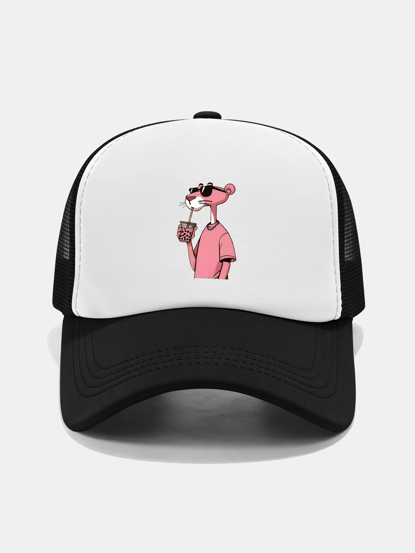 Pink Panther Print Contrast Mesh Baseball Cap - Image 5