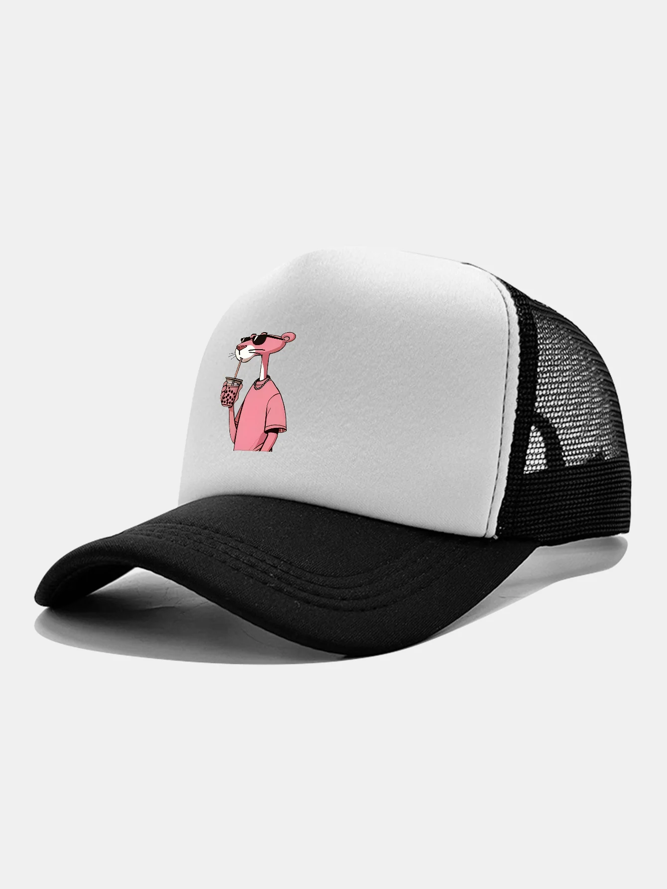 Pink Panther Print Contrast Mesh Baseball Cap - Image 6