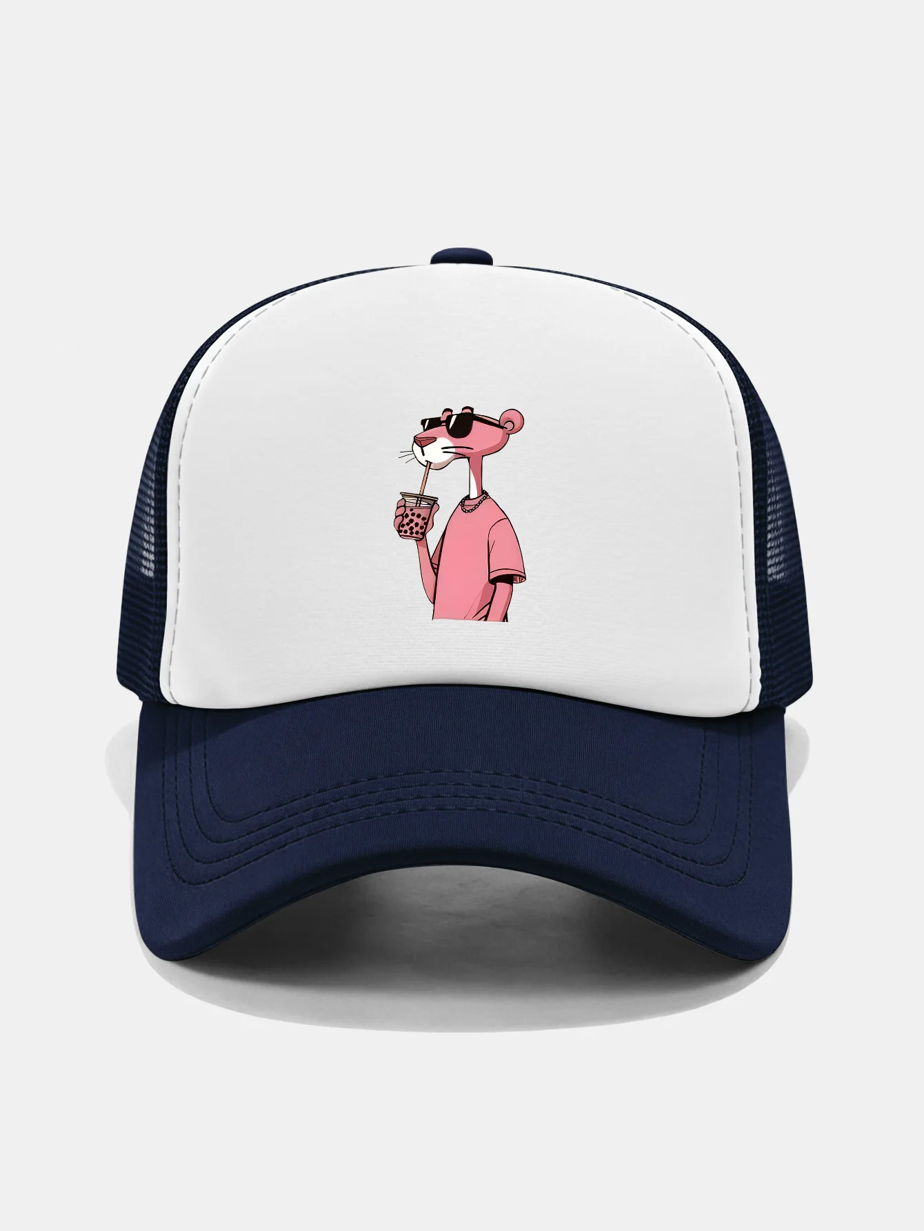 Pink Panther Print Contrast Mesh Baseball Cap - Image 7