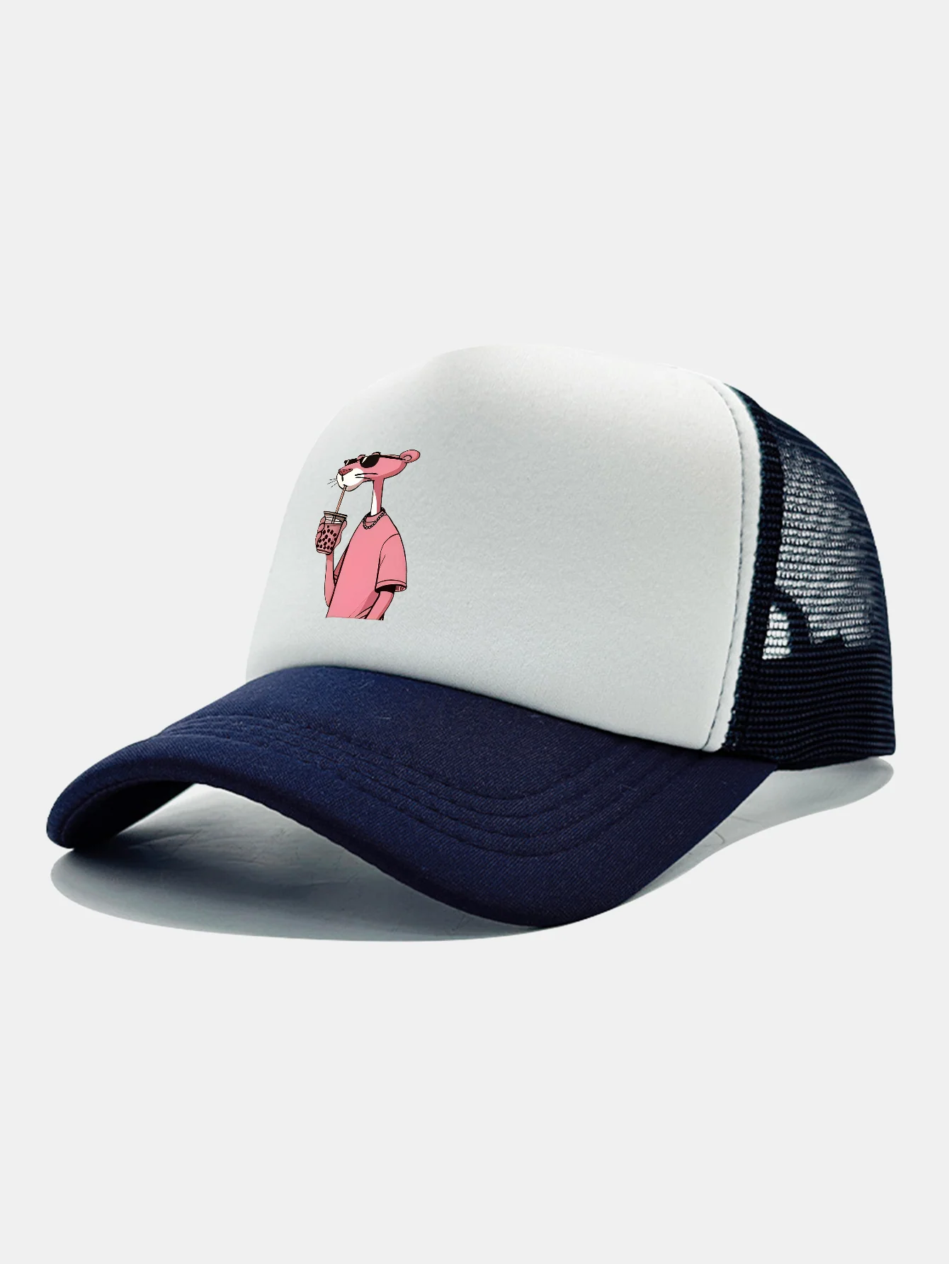Pink Panther Print Contrast Mesh Baseball Cap - Image 8