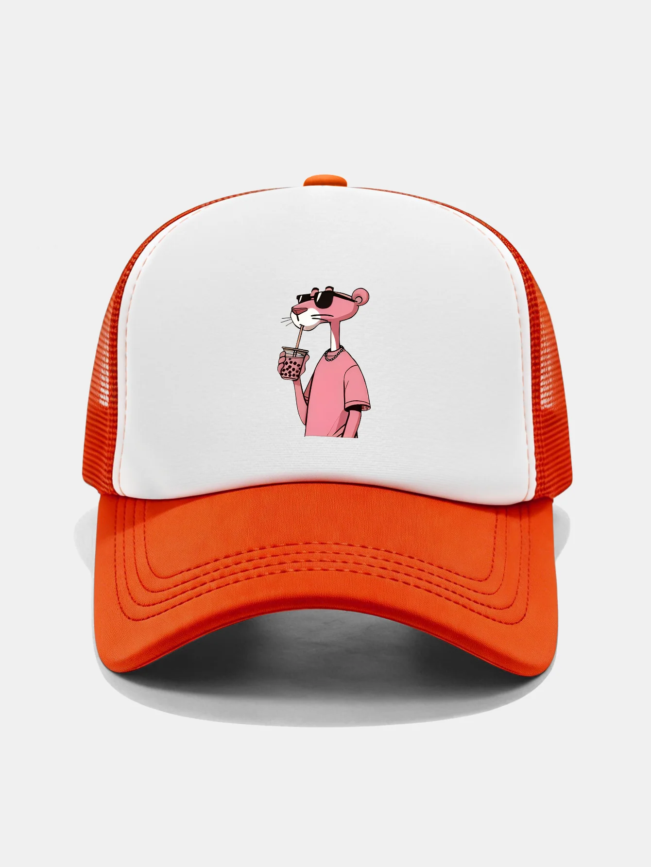 Pink Panther Print Contrast Mesh Baseball Cap - Image 9
