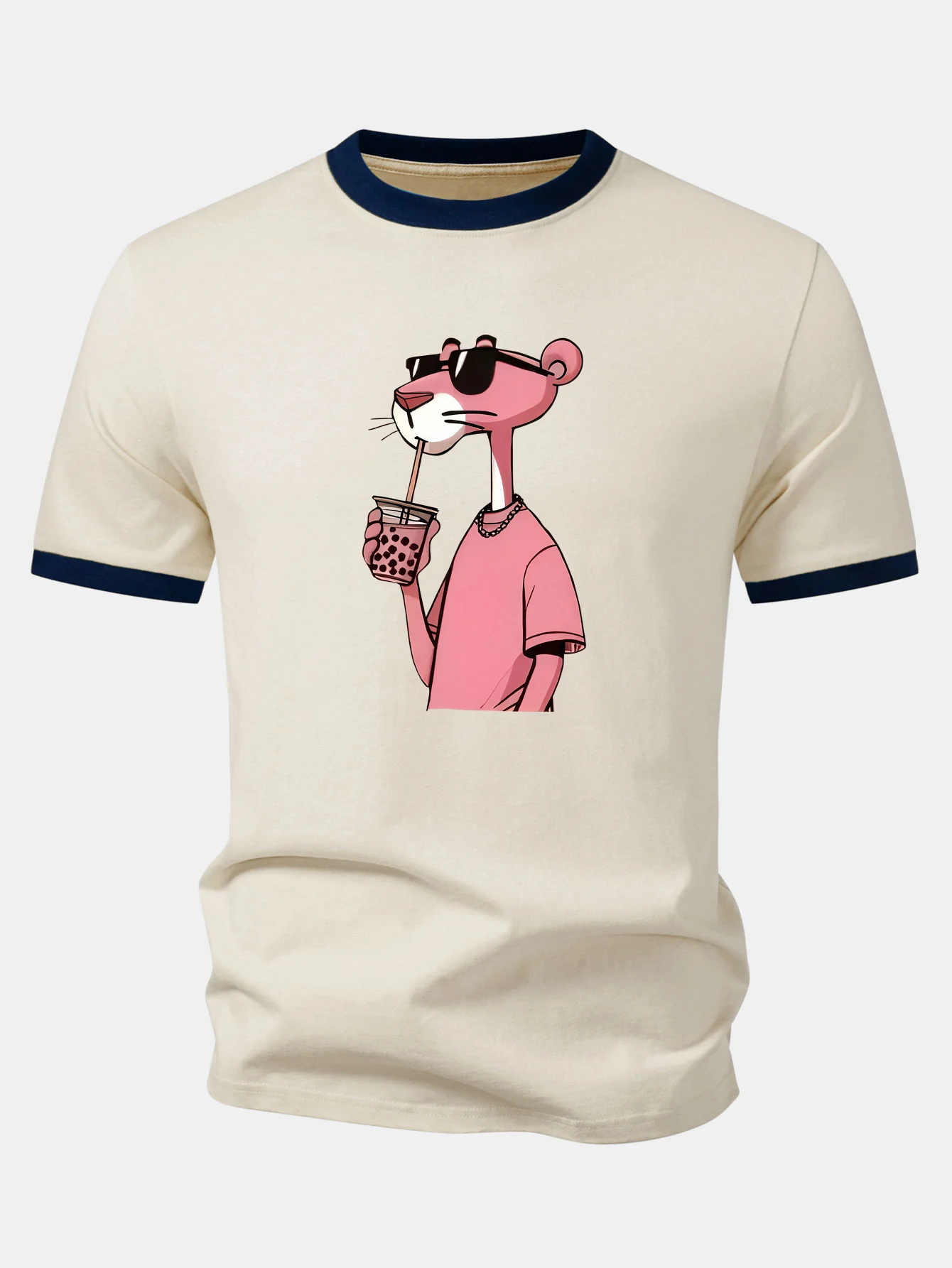 Pink Panther Print Contrast Ringer T-Shirt - Image 7