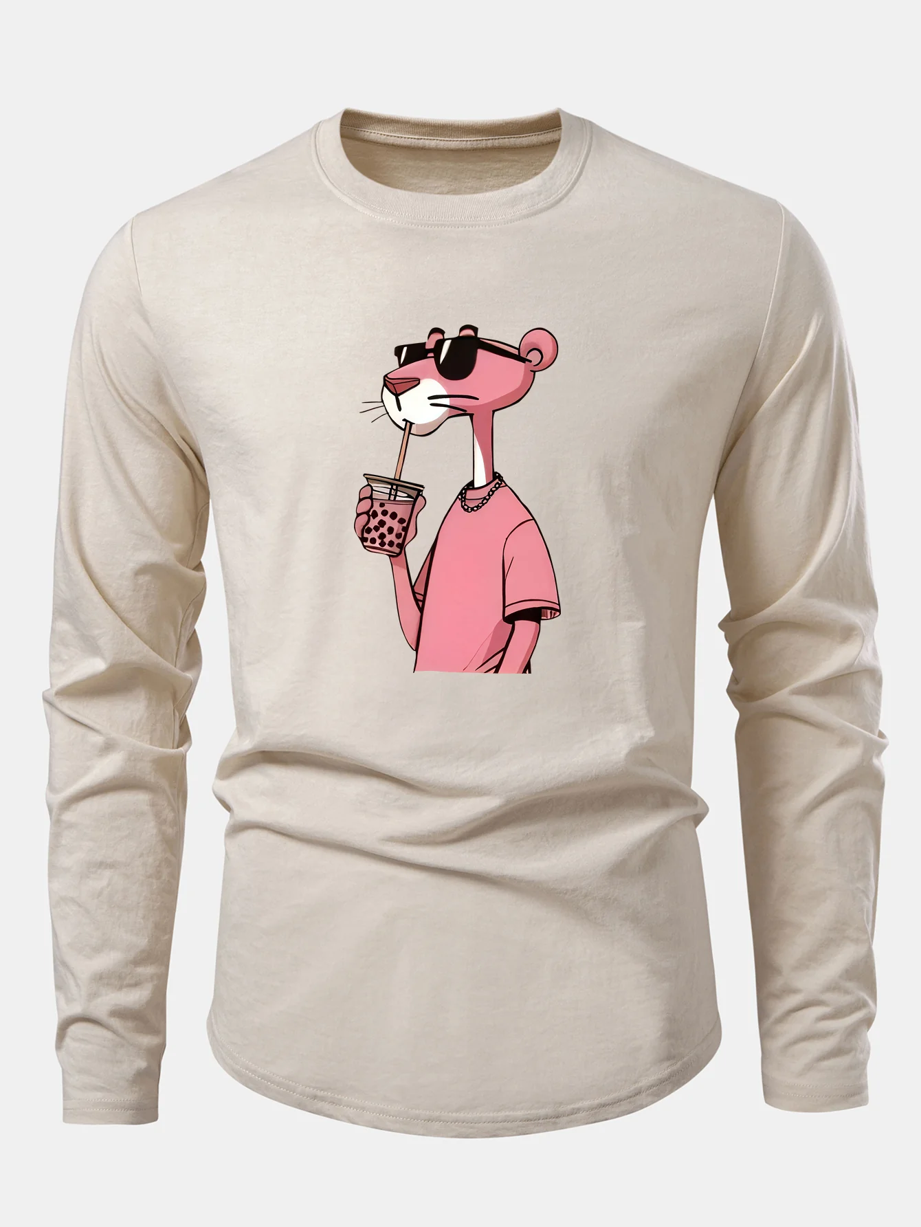 Pink Panther Print Cotton Arc Hem T-Shirt - Image 3