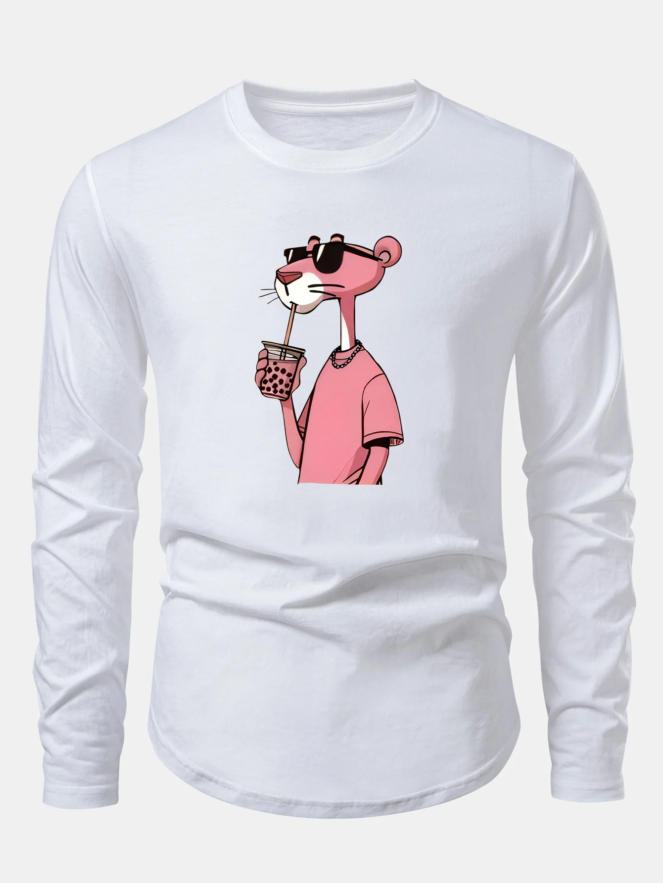 Pink Panther Print Cotton Arc Hem T-Shirt - Image 5
