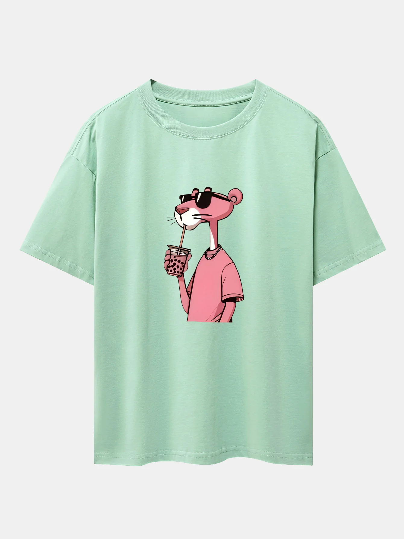 Pink Panther Print Drop Shoulder Oversize T-Shirt - Image 11