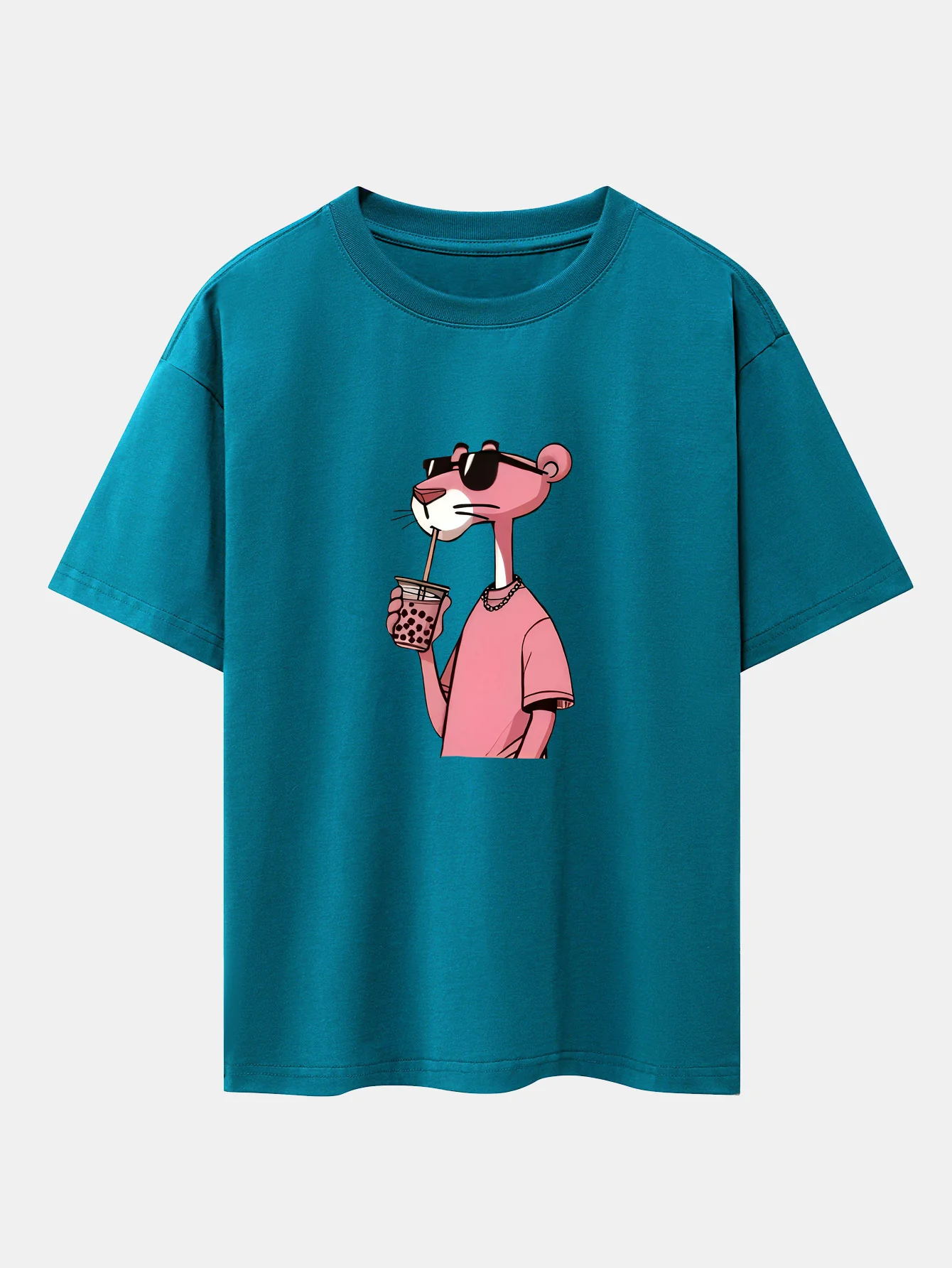 Pink Panther Print Drop Shoulder Oversize T-Shirt - Image 12