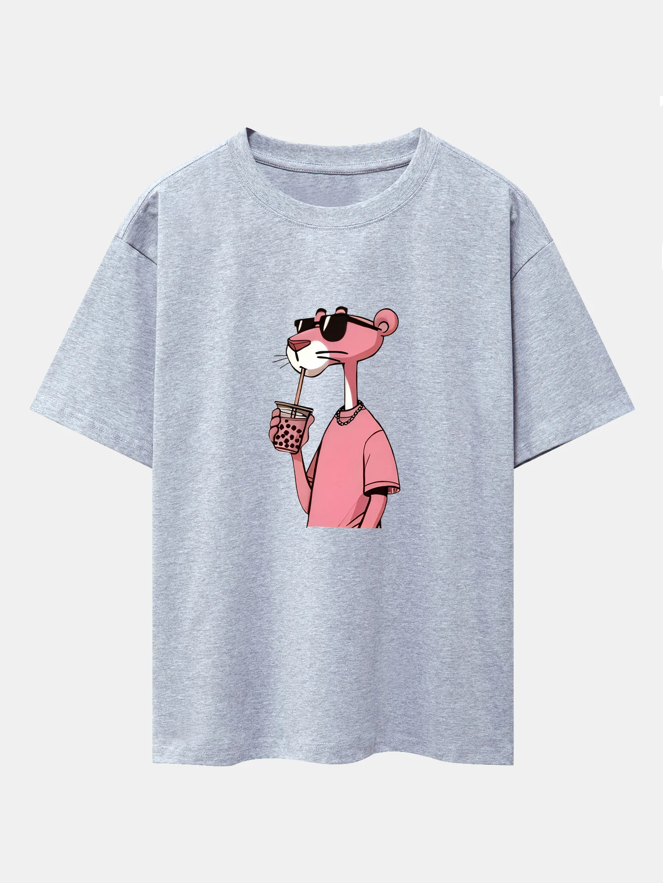 Pink Panther Print Drop Shoulder Oversize T-Shirt - Image 13