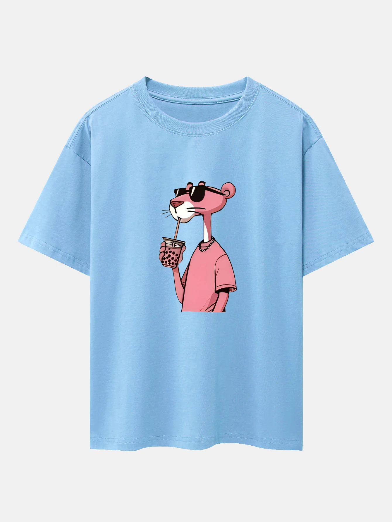 Pink Panther Print Drop Shoulder Oversize T-Shirt - Image 14