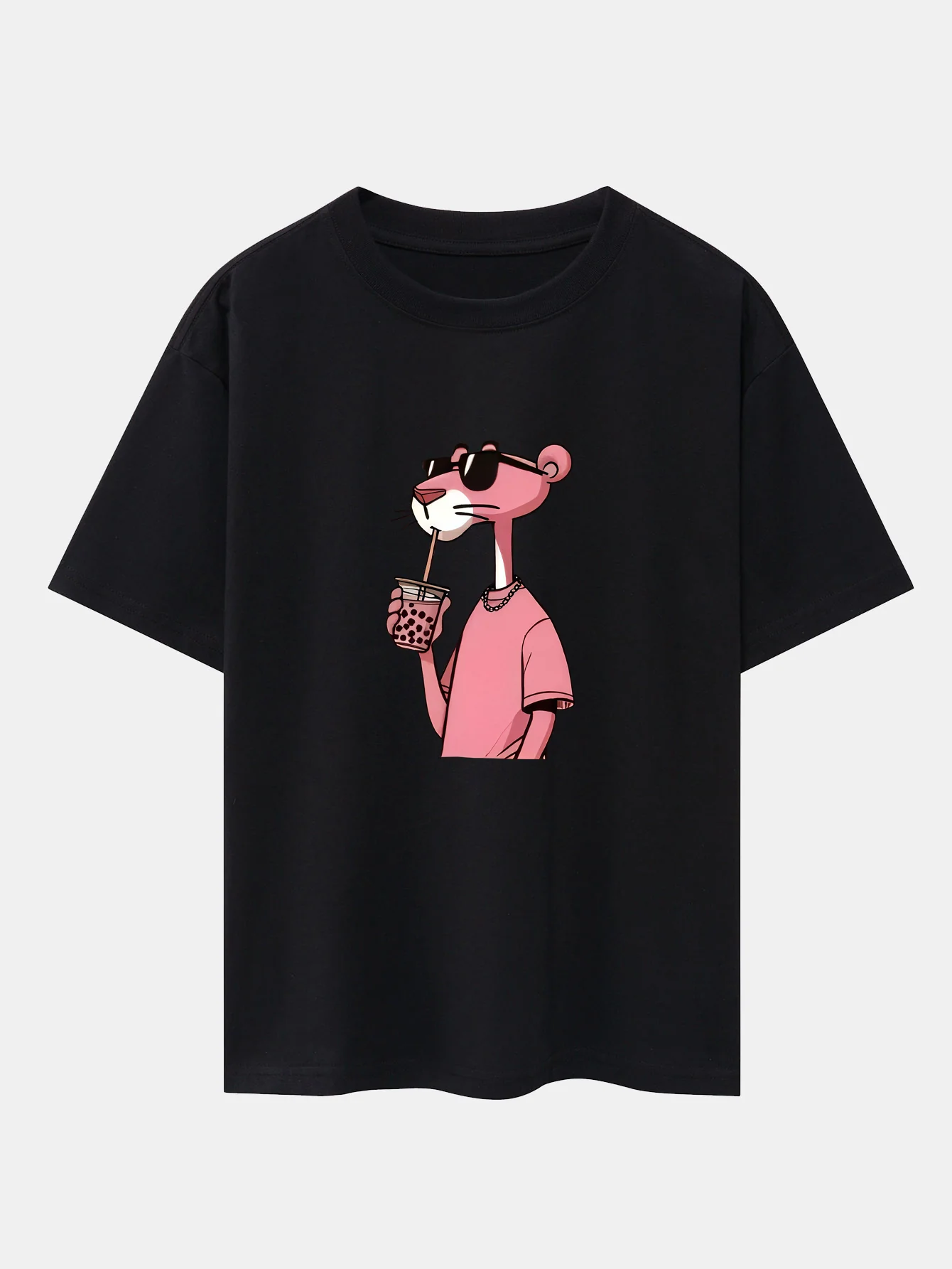 Pink Panther Print Drop Shoulder Oversize T-Shirt - Image 2