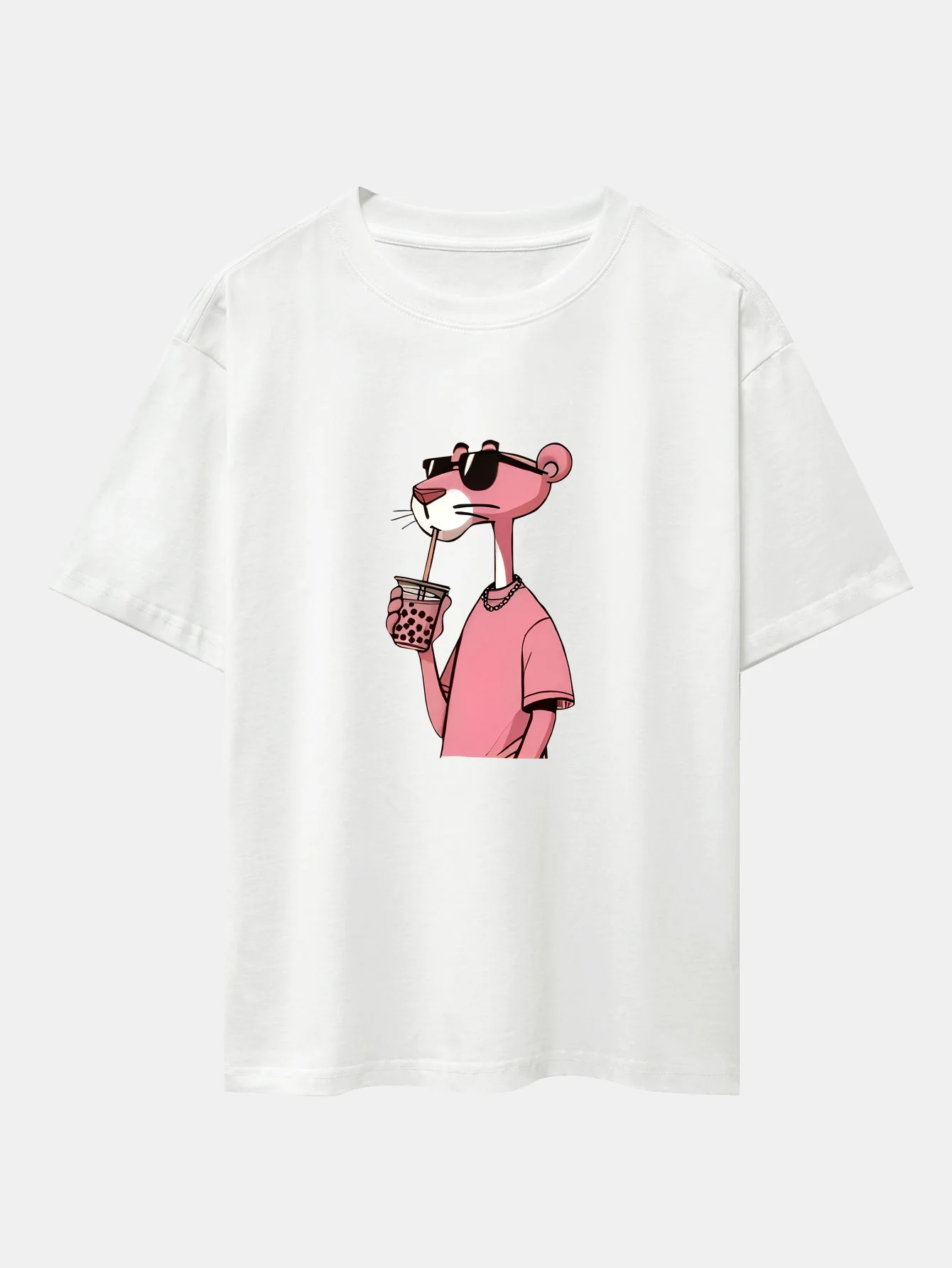 Pink Panther Print Drop Shoulder Oversize T-Shirt - Image 3